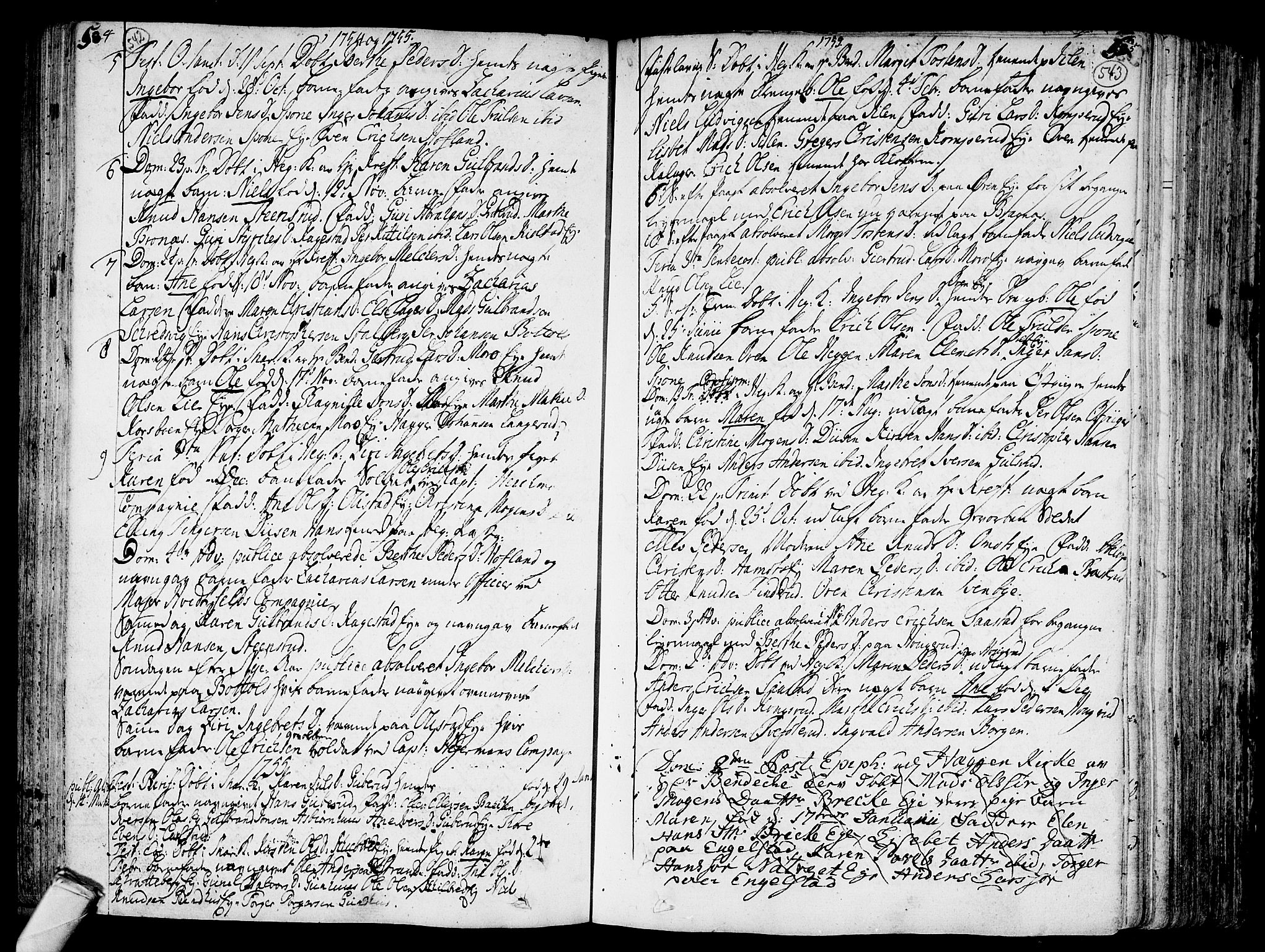 Modum kirkebøker, AV/SAKO-A-234/F/Fa/L0002: Ministerialbok nr. 2, 1741-1782, s. 542-543