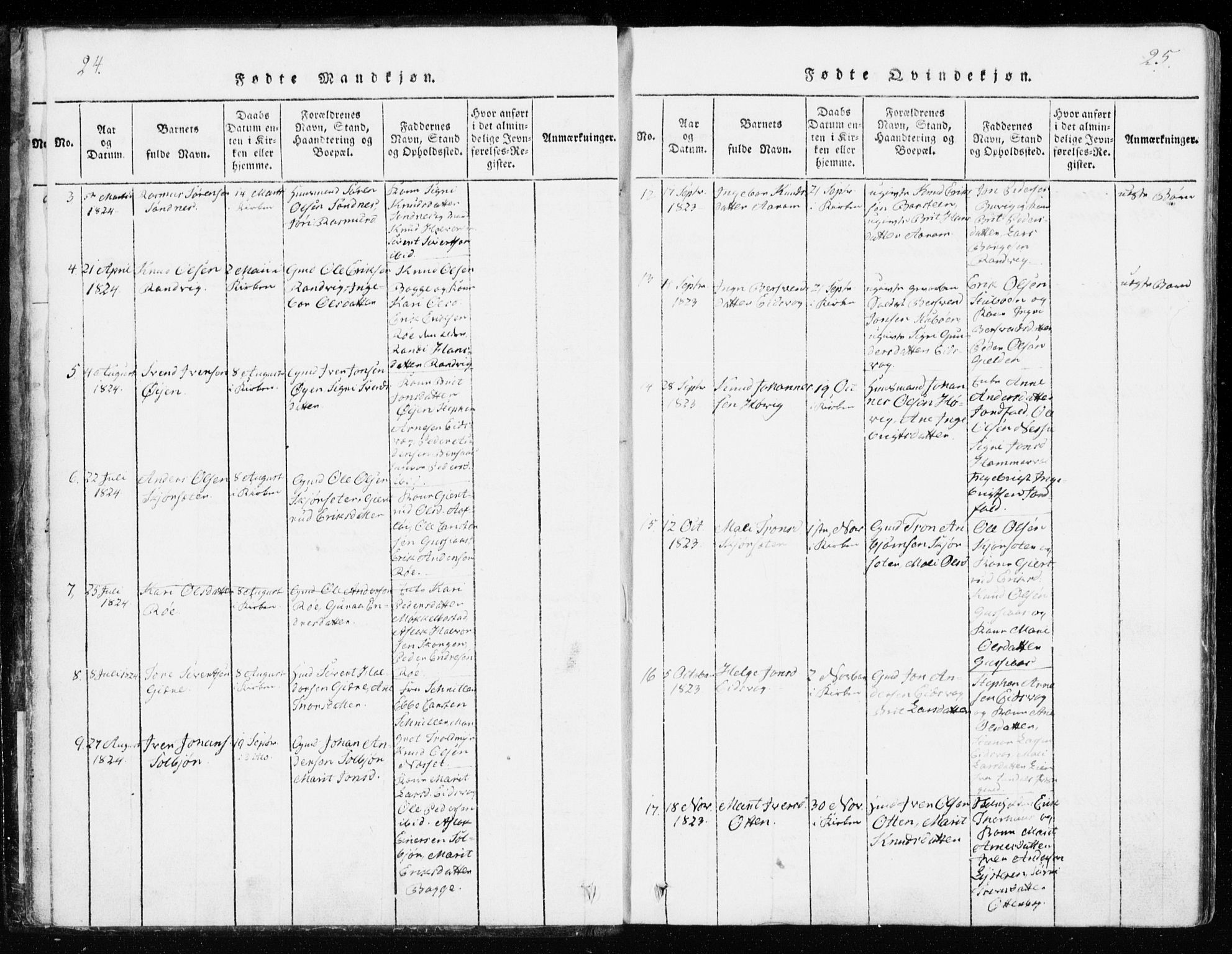 Ministerialprotokoller, klokkerbøker og fødselsregistre - Møre og Romsdal, SAT/A-1454/551/L0623: Ministerialbok nr. 551A03, 1818-1831, s. 24-25