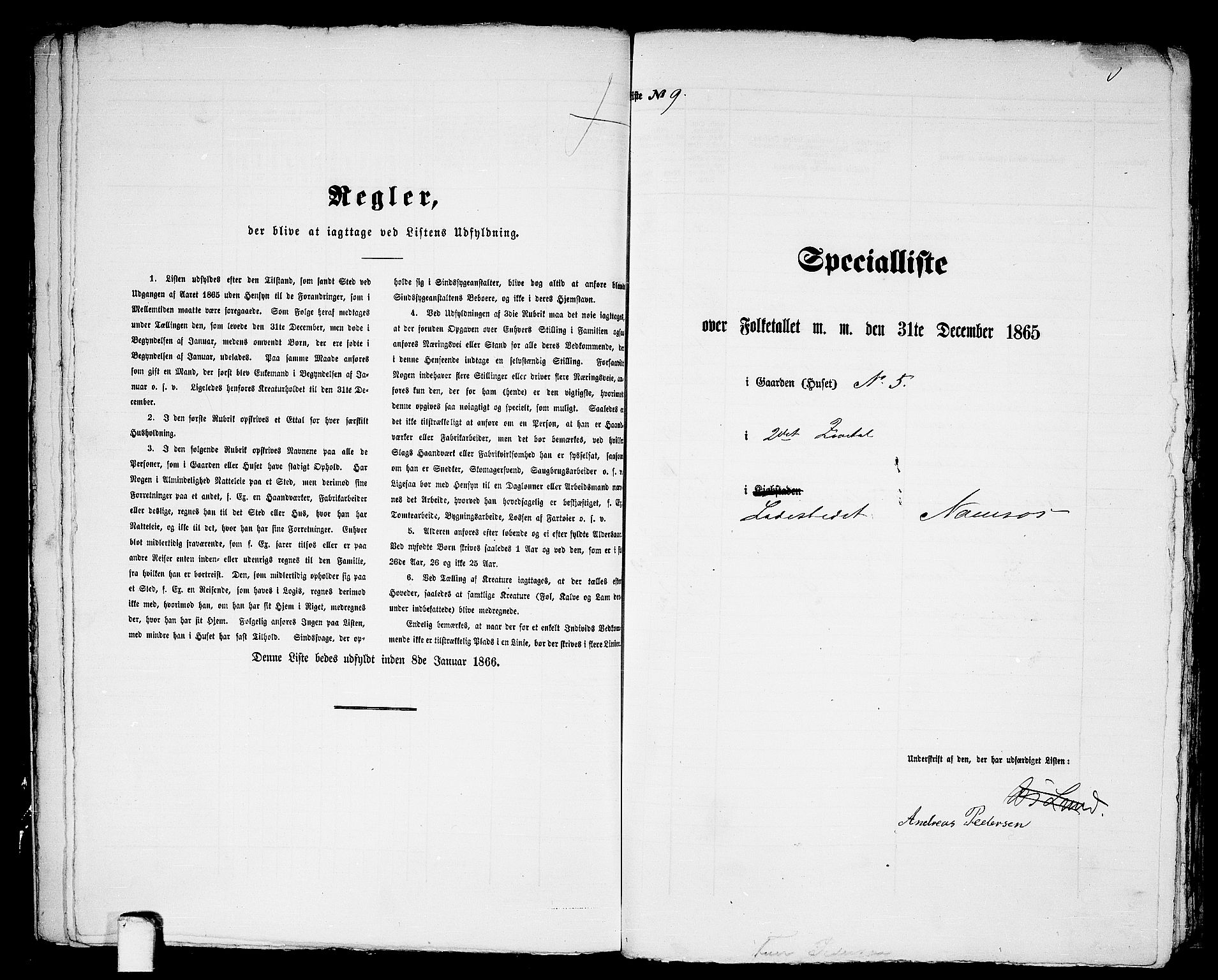RA, Folketelling 1865 for 1703B Namsos prestegjeld, Namsos ladested, 1865, s. 22