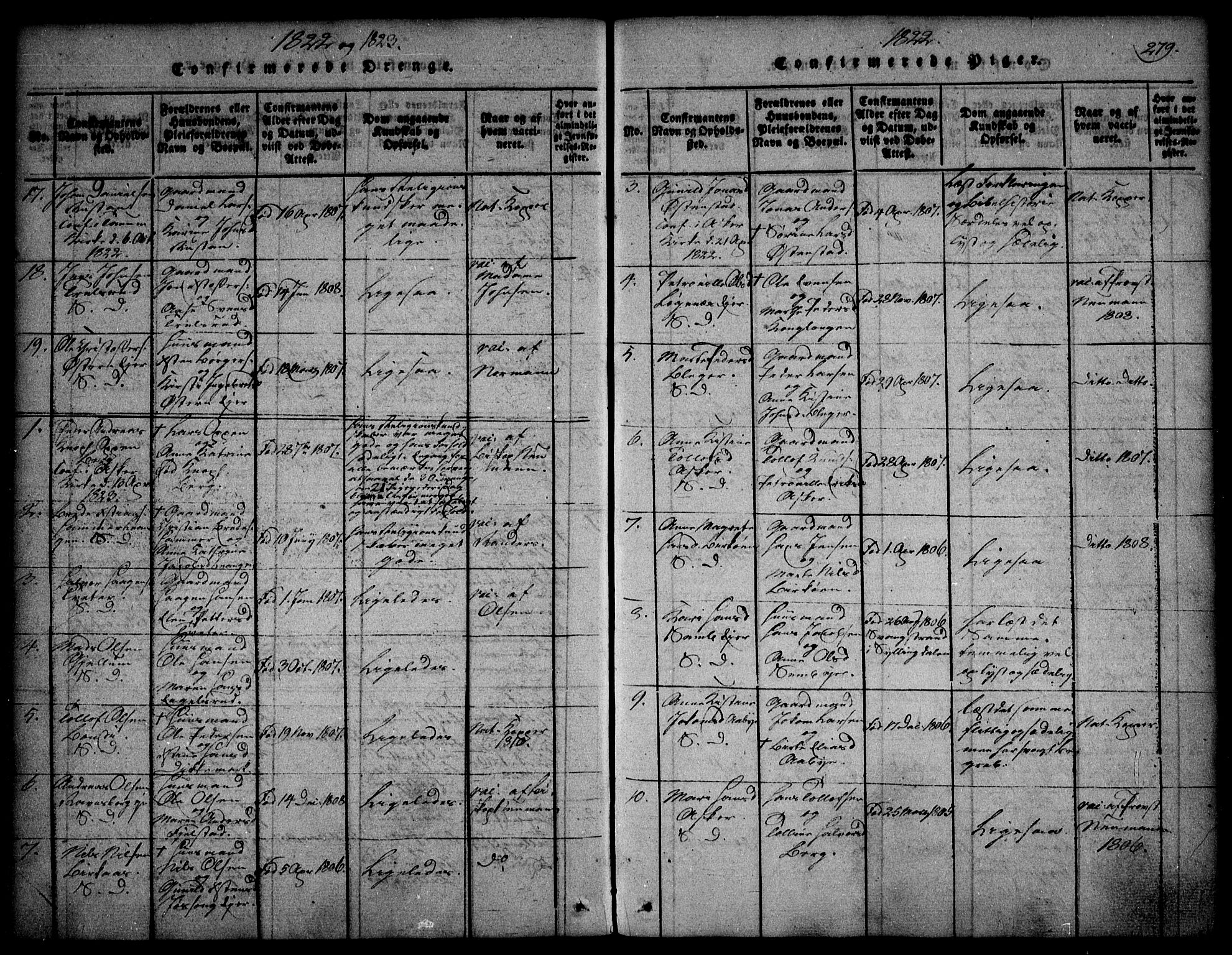 Asker prestekontor Kirkebøker, AV/SAO-A-10256a/F/Fa/L0006: Ministerialbok nr. I 6, 1814-1824, s. 279