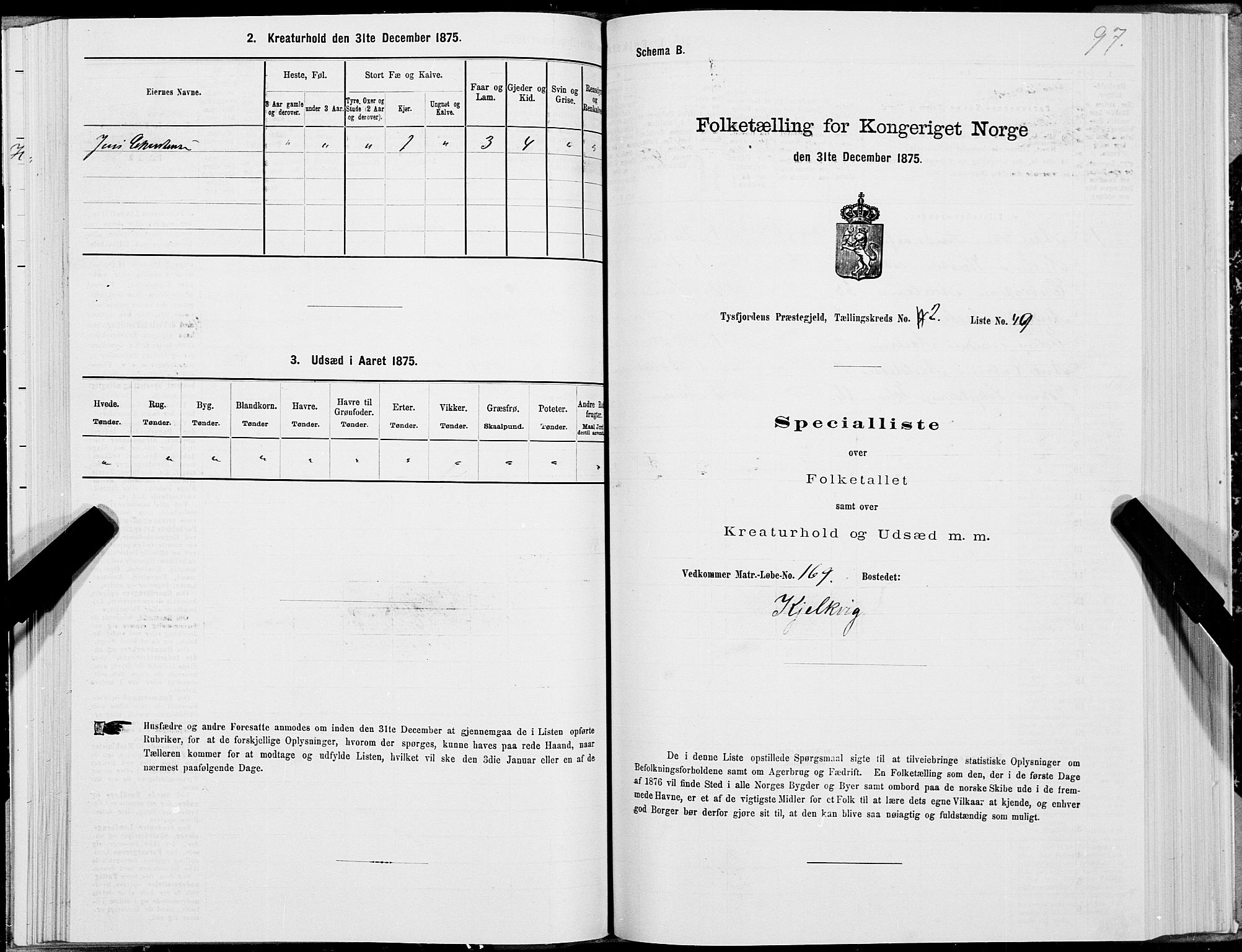 SAT, Folketelling 1875 for 1850P Tysfjord prestegjeld, 1875, s. 2097