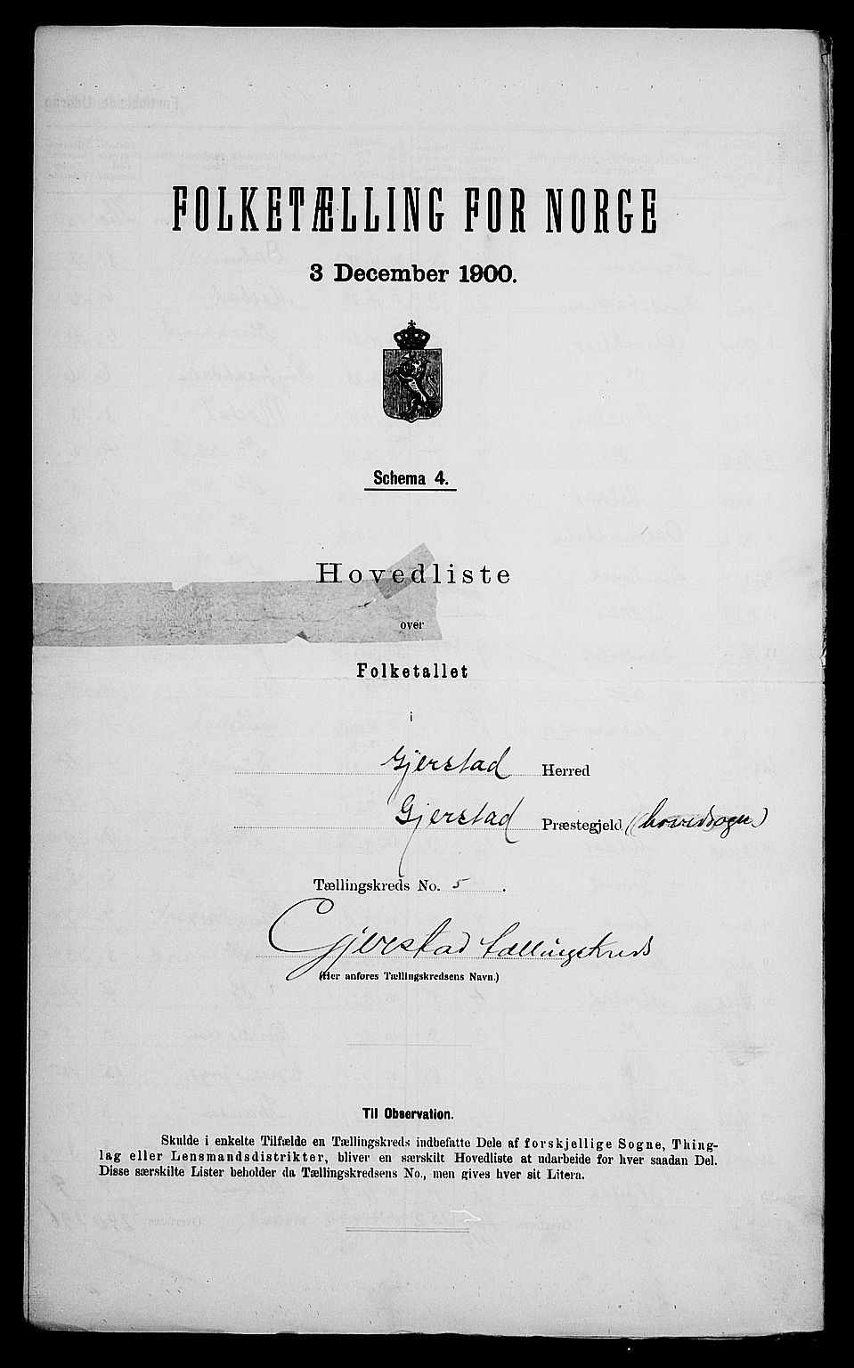 SAK, Folketelling 1900 for 0911 Gjerstad herred, 1900, s. 26