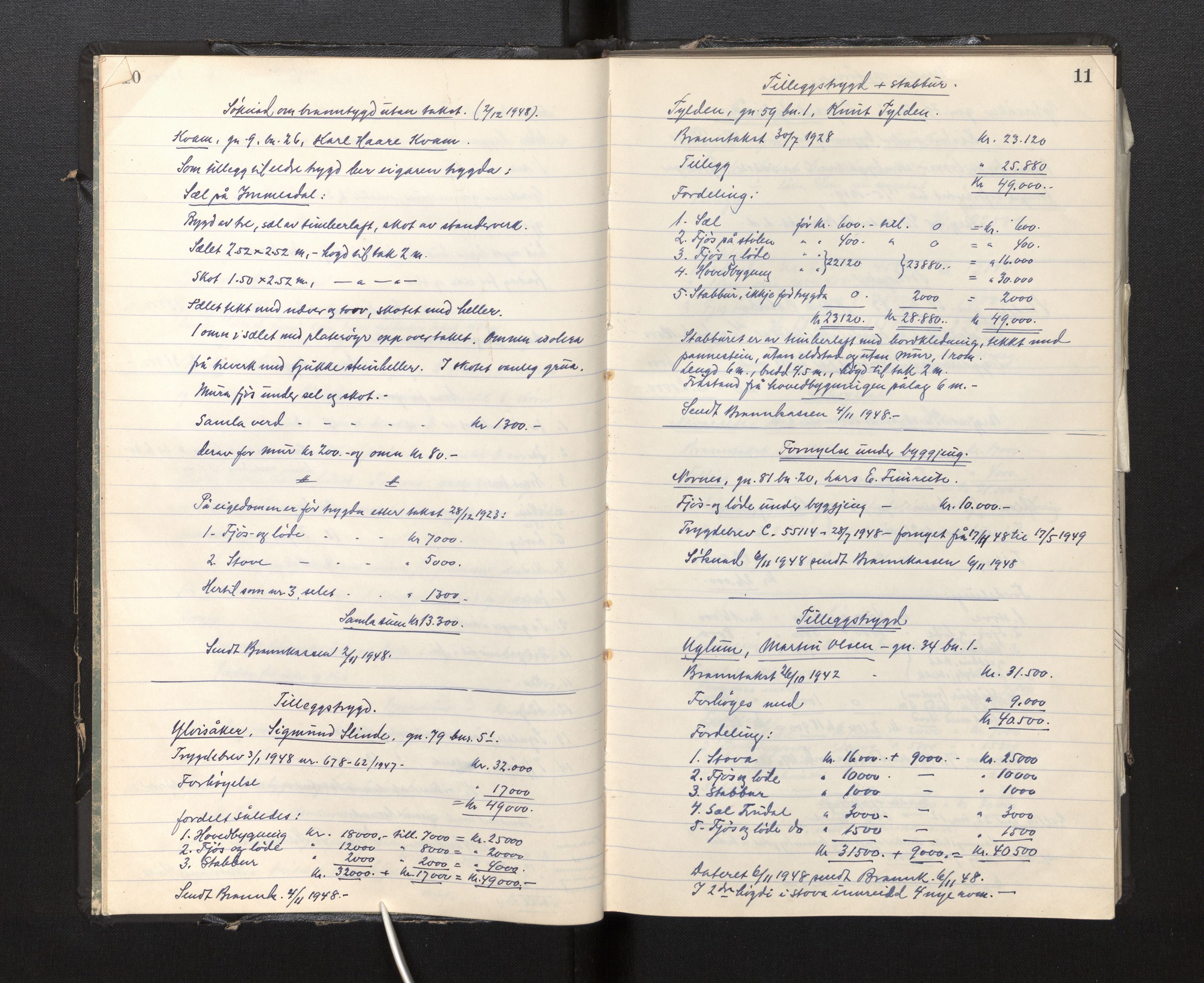 Lensmannen i Sogndal, AV/SAB-A-29901/0012/L0006: Branntakstprotokoll, 1948-1952, s. 10-11