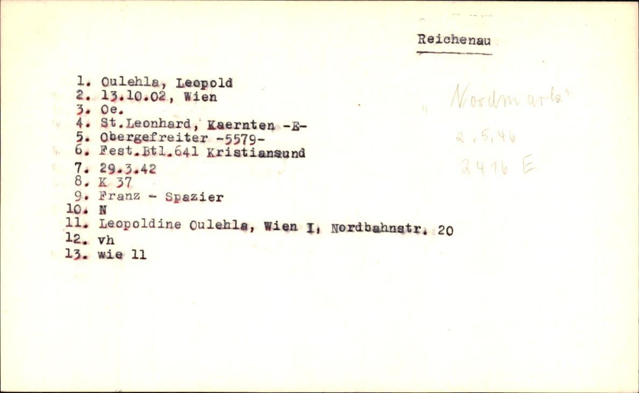 Hjemsendte tyskere , RA/RAFA-6487/D/Db/L0020: Mülzet-Paülisch, 1945-1947, s. 1008