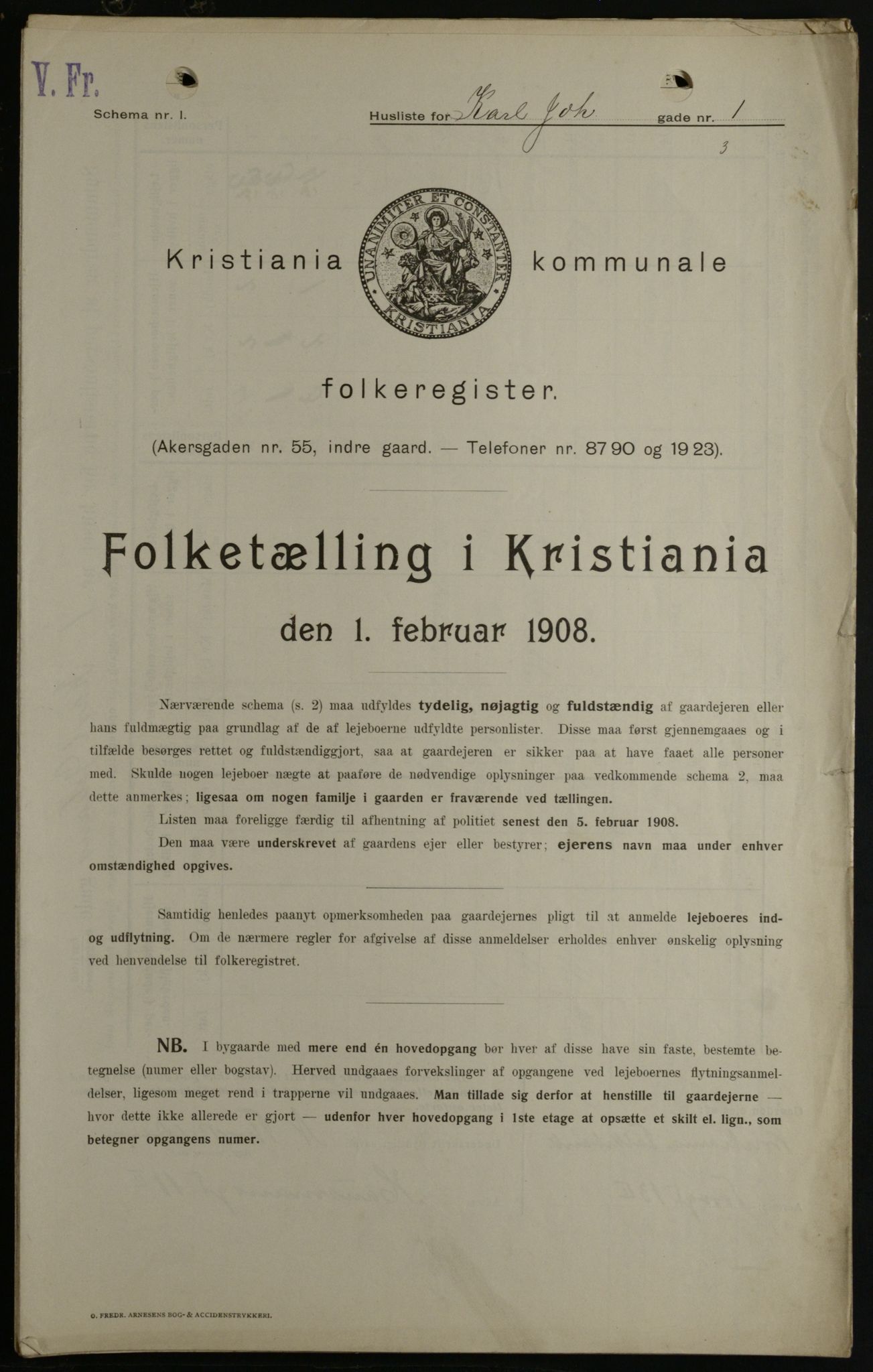 OBA, Kommunal folketelling 1.2.1908 for Kristiania kjøpstad, 1908, s. 43534