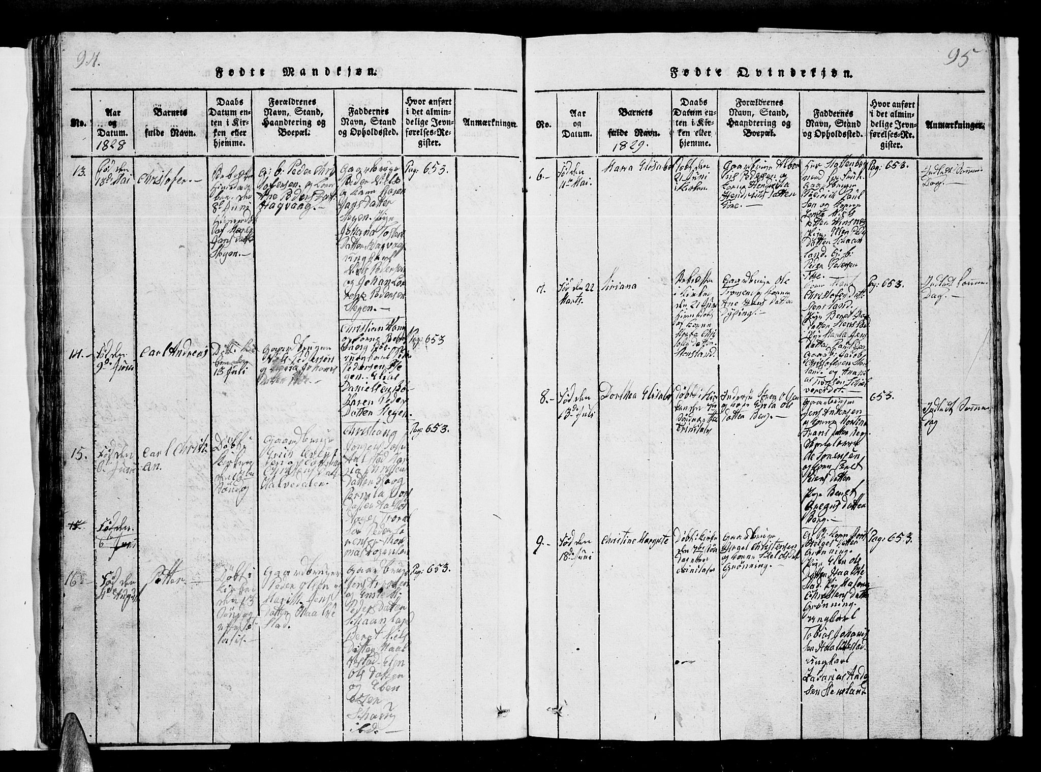 Ministerialprotokoller, klokkerbøker og fødselsregistre - Nordland, AV/SAT-A-1459/855/L0812: Klokkerbok nr. 855C01, 1821-1838, s. 94-95