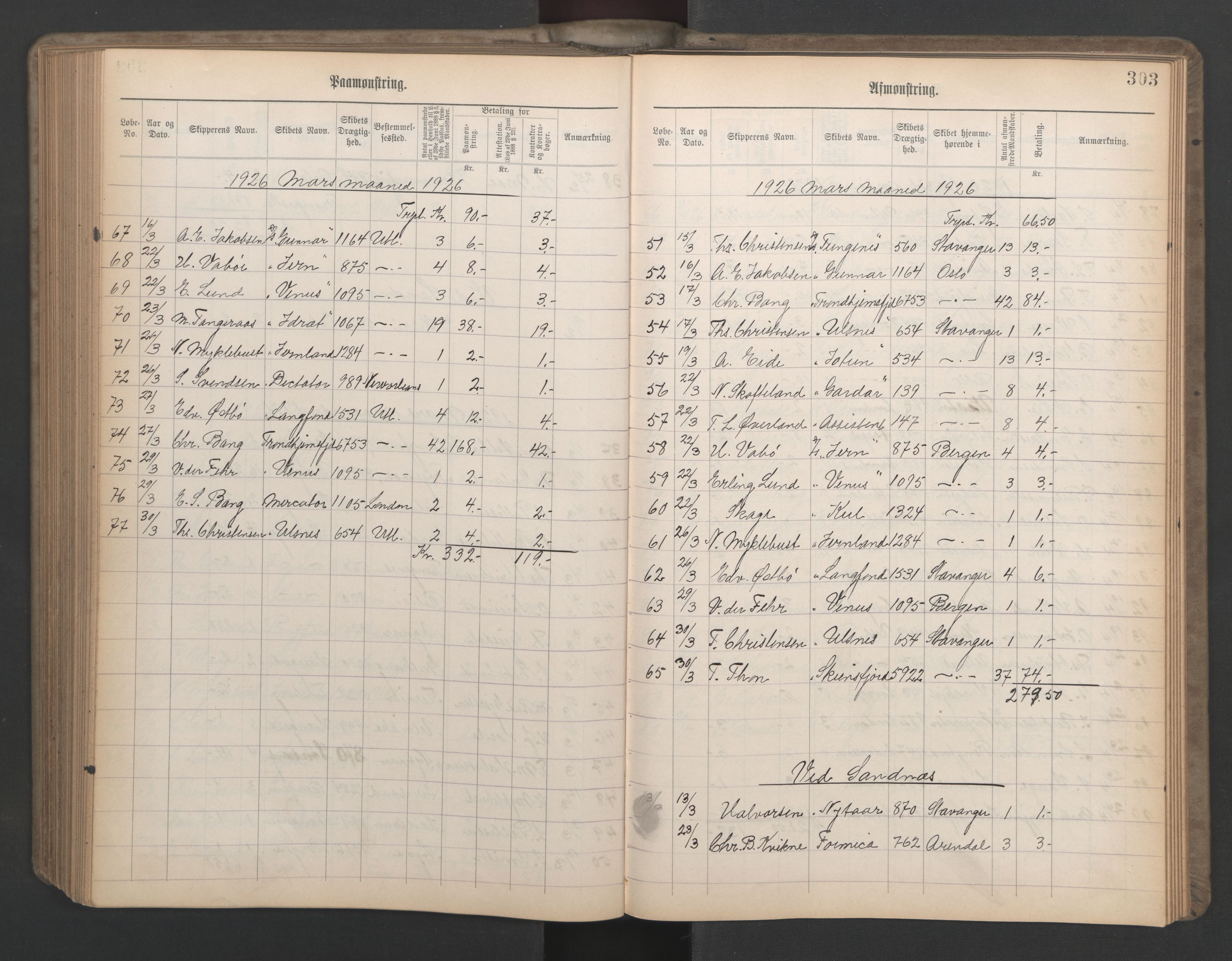 Stavanger sjømannskontor, SAST/A-102006/G/Ga/L0006: Mønstringsjournal, 1908-1933, s. 334