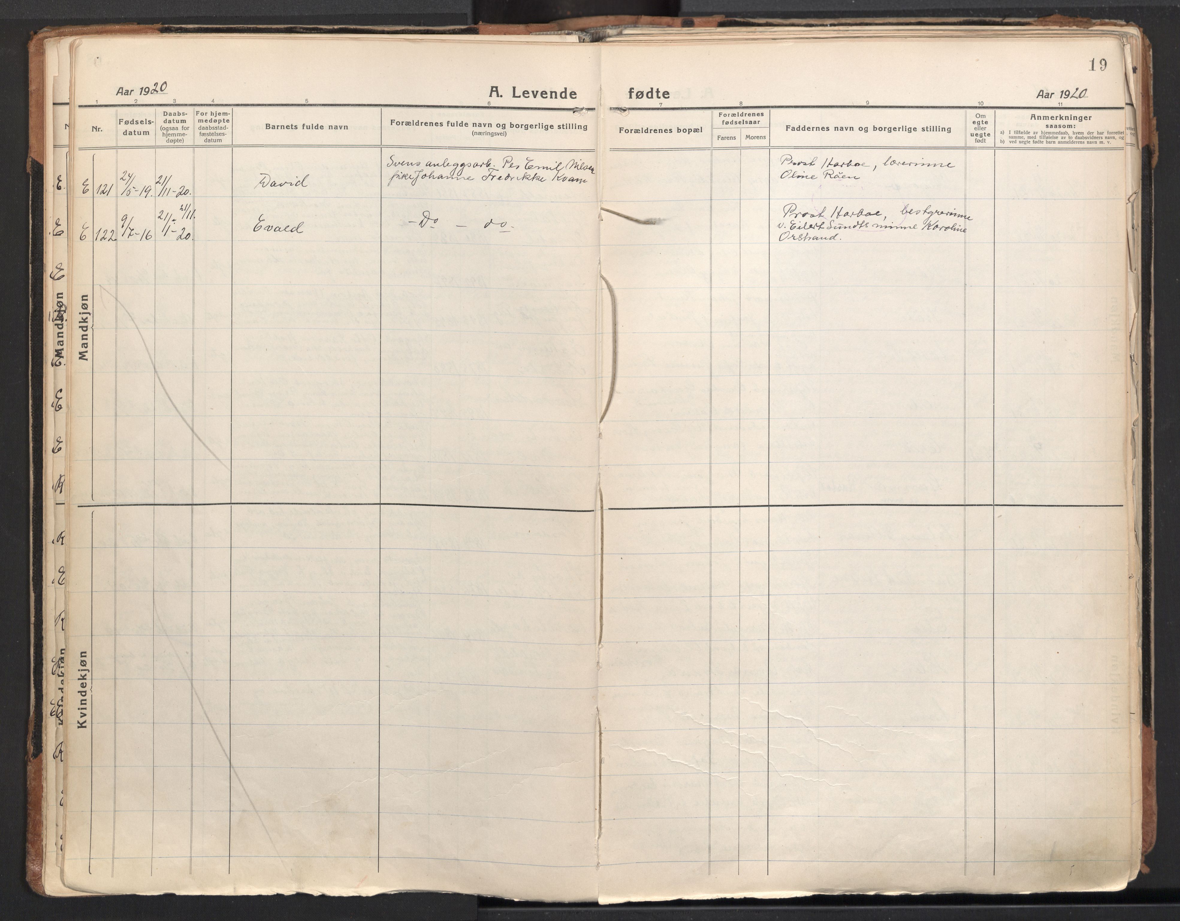 Eidsvoll prestekontor Kirkebøker, AV/SAO-A-10888/F/Fa/L0010: Ministerialbok nr. I 10, 1920-1933, s. 19