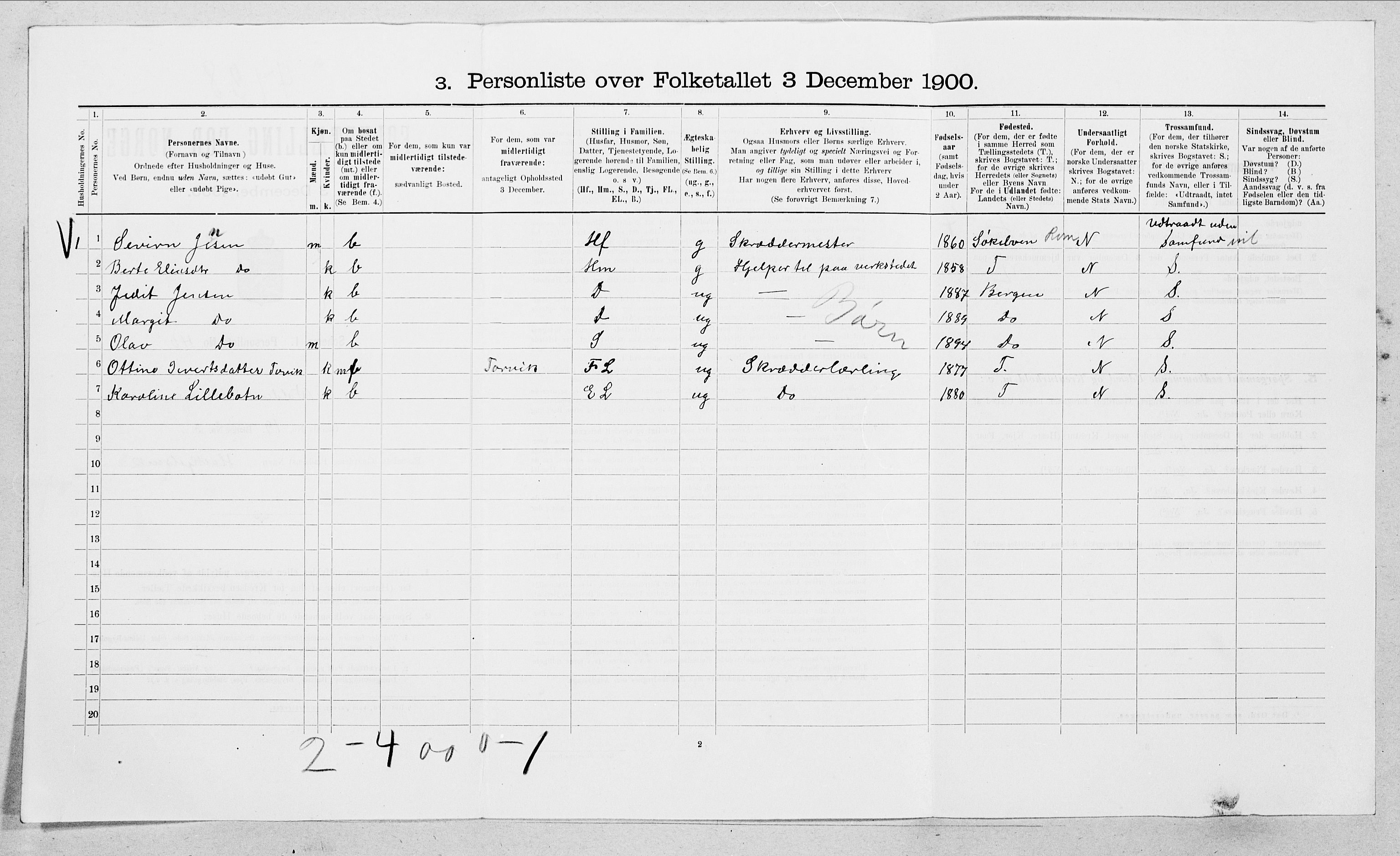 SAT, Folketelling 1900 for 1519 Volda herred, 1900, s. 306