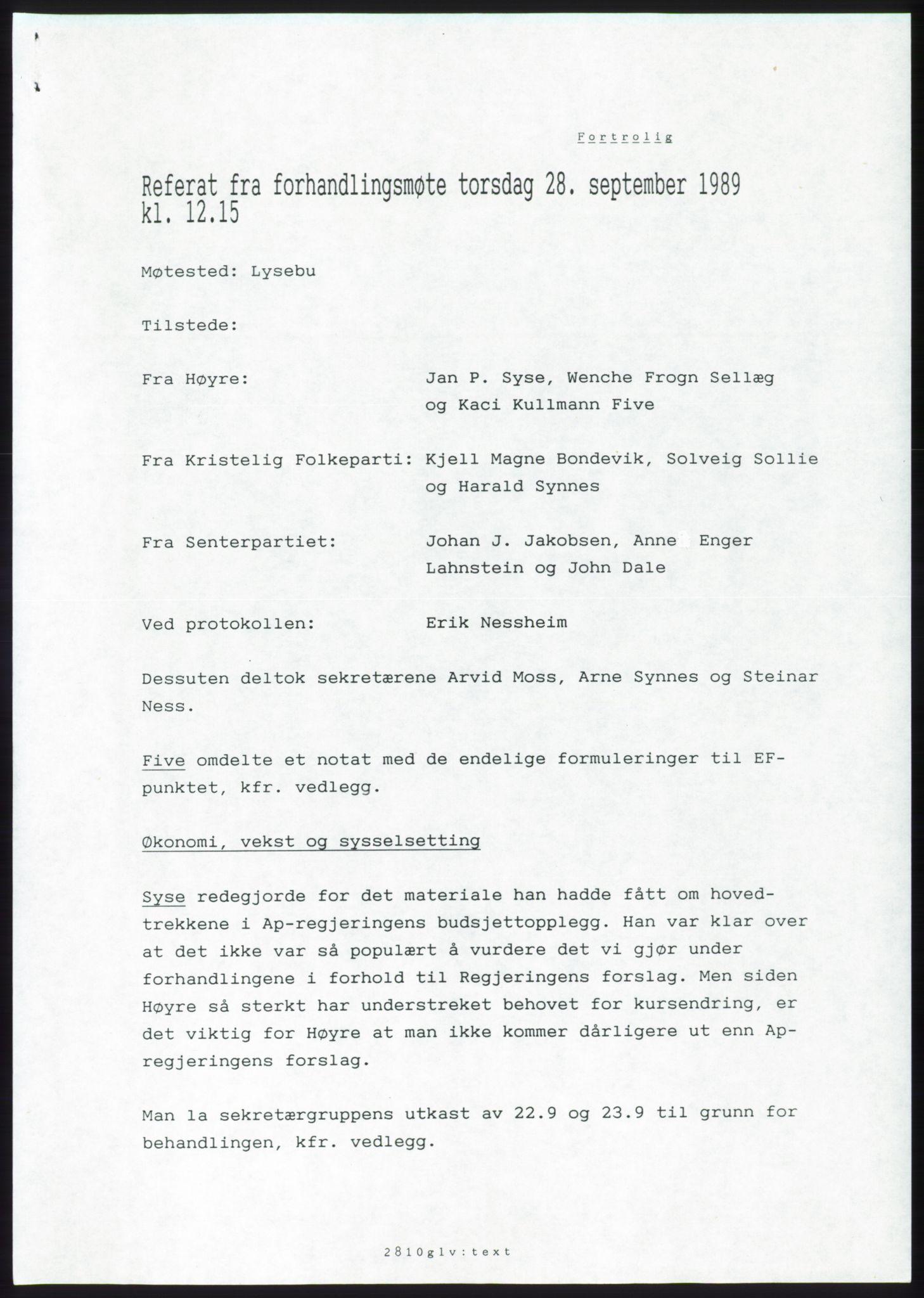 Forhandlingsmøtene 1989 mellom Høyre, KrF og Senterpartiet om dannelse av regjering, RA/PA-0697/A/L0001: Forhandlingsprotokoll med vedlegg, 1989, s. 281