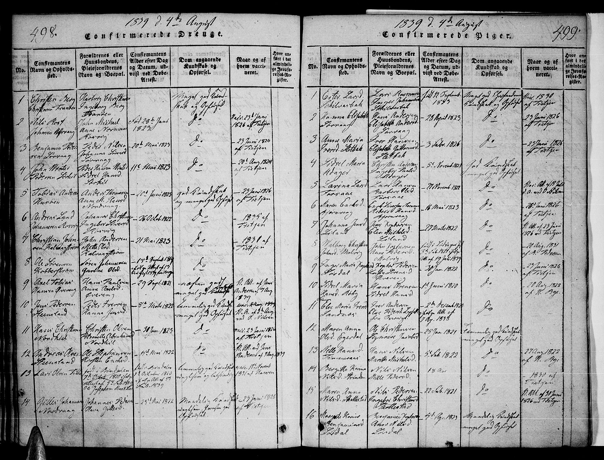 Ministerialprotokoller, klokkerbøker og fødselsregistre - Nordland, AV/SAT-A-1459/859/L0842: Ministerialbok nr. 859A02, 1821-1839, s. 498-499