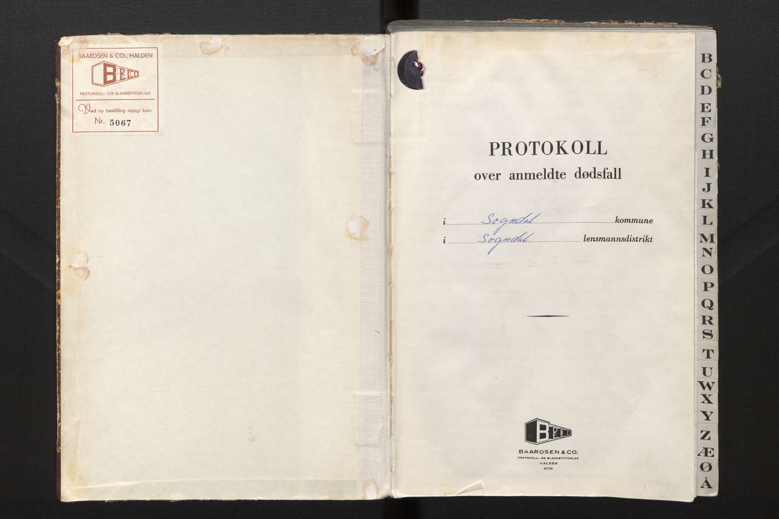 Lensmannen i Sogndal, SAB/A-29901/0006/L0004d: Dødsfallprotokoll, 1967-1972