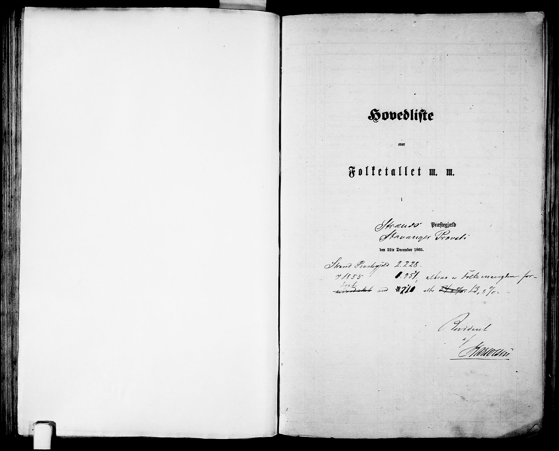 RA, Folketelling 1865 for 1130P Strand prestegjeld, 1865, s. 1