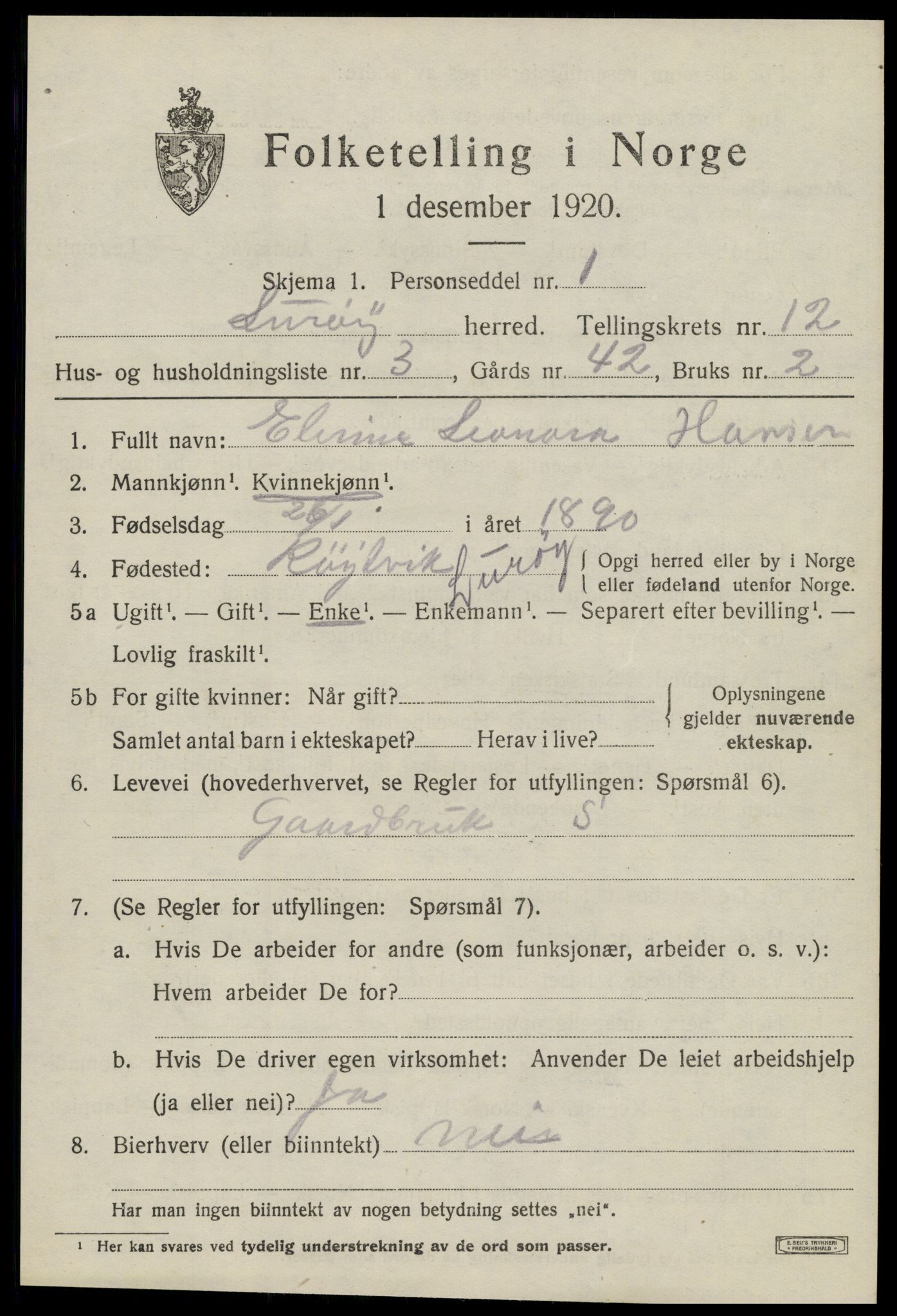 SAT, Folketelling 1920 for 1834 Lurøy herred, 1920, s. 4967