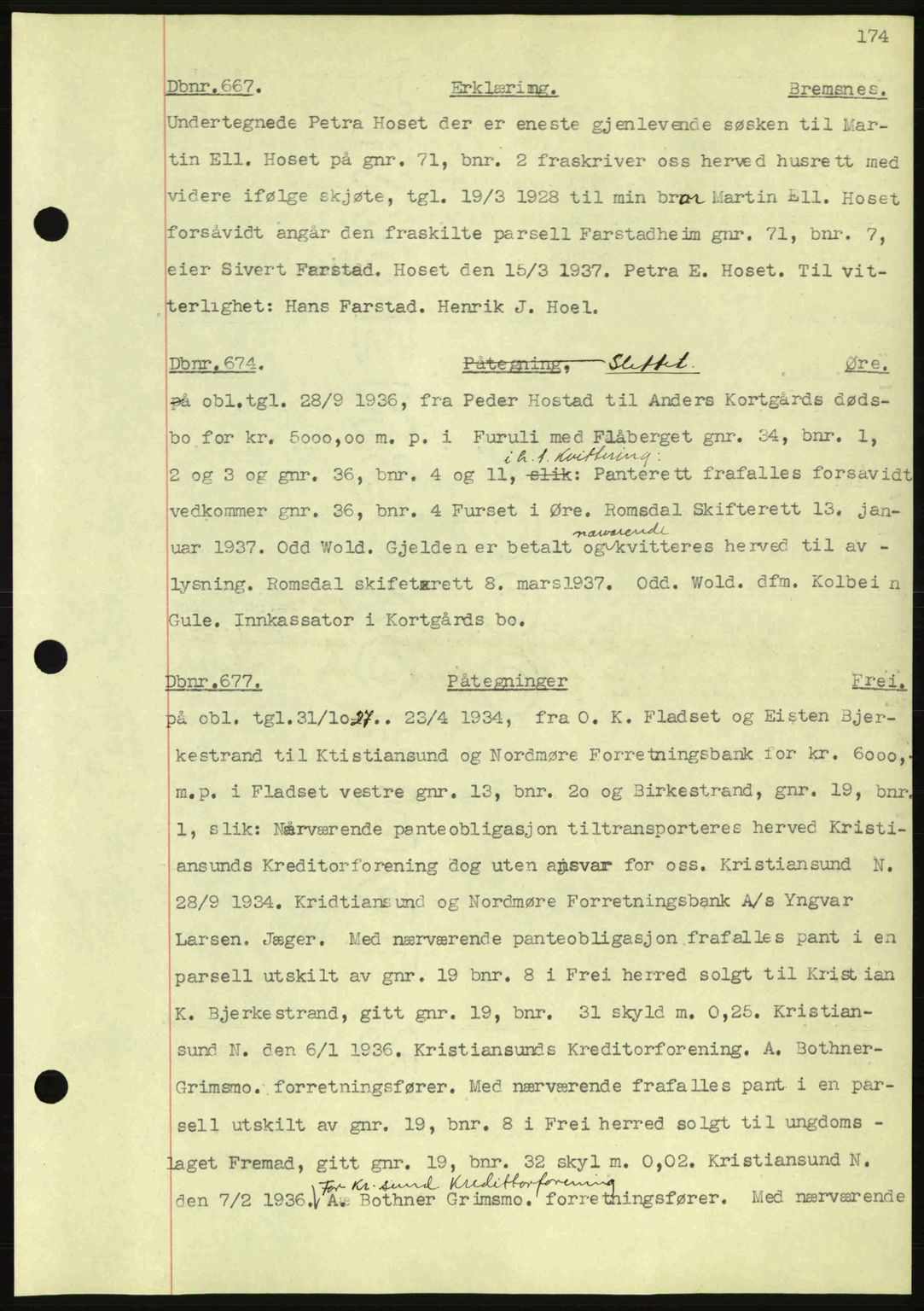 Nordmøre sorenskriveri, SAT/A-4132/1/2/2Ca: Pantebok nr. C80, 1936-1939, Dagboknr: 667/1937