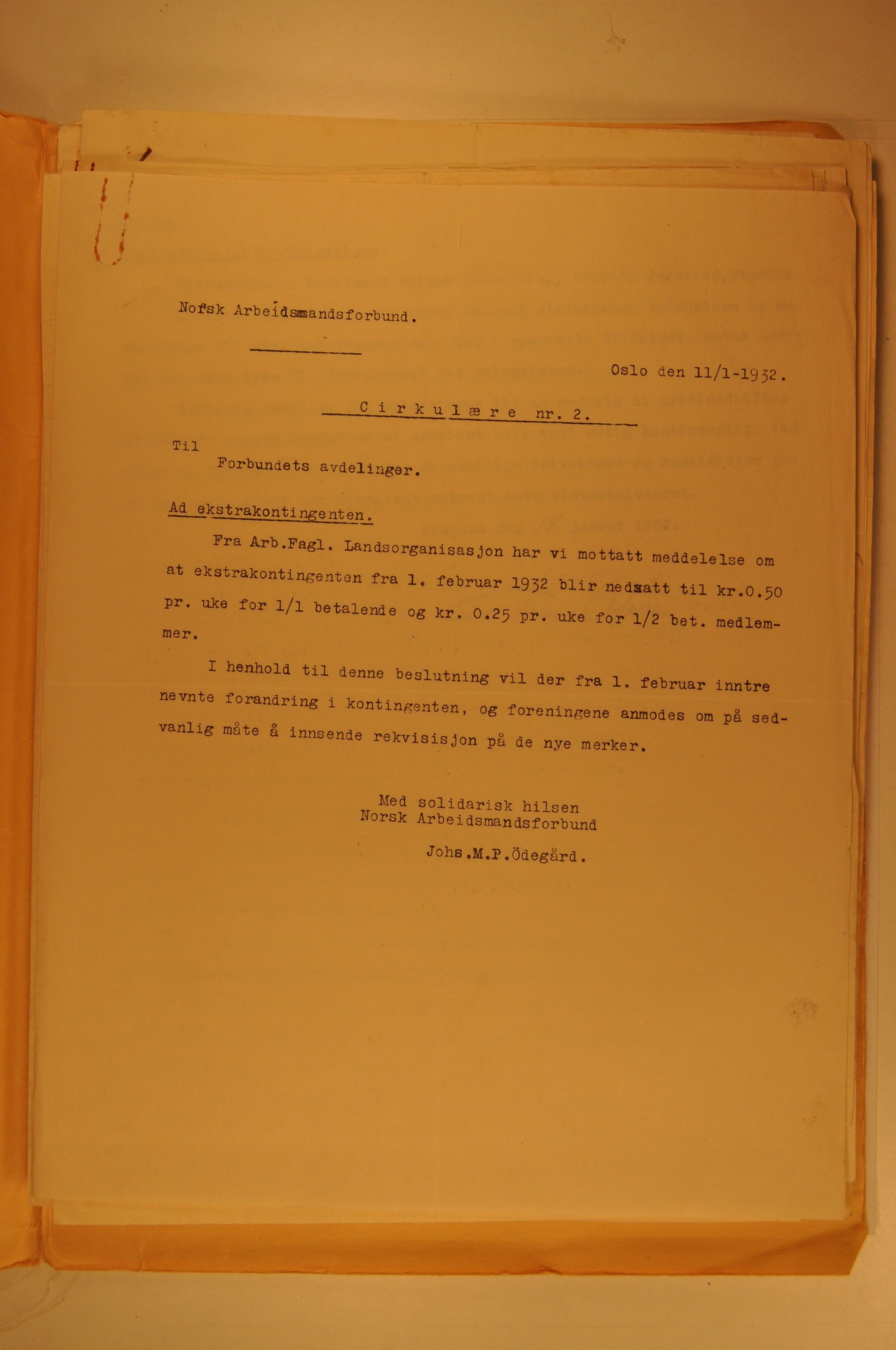 Hadeland Veiarbeiderforening, OARM/H-A-00304/D/Da/L0001/0003: Sakspapirer / Sakspapirer, 1933