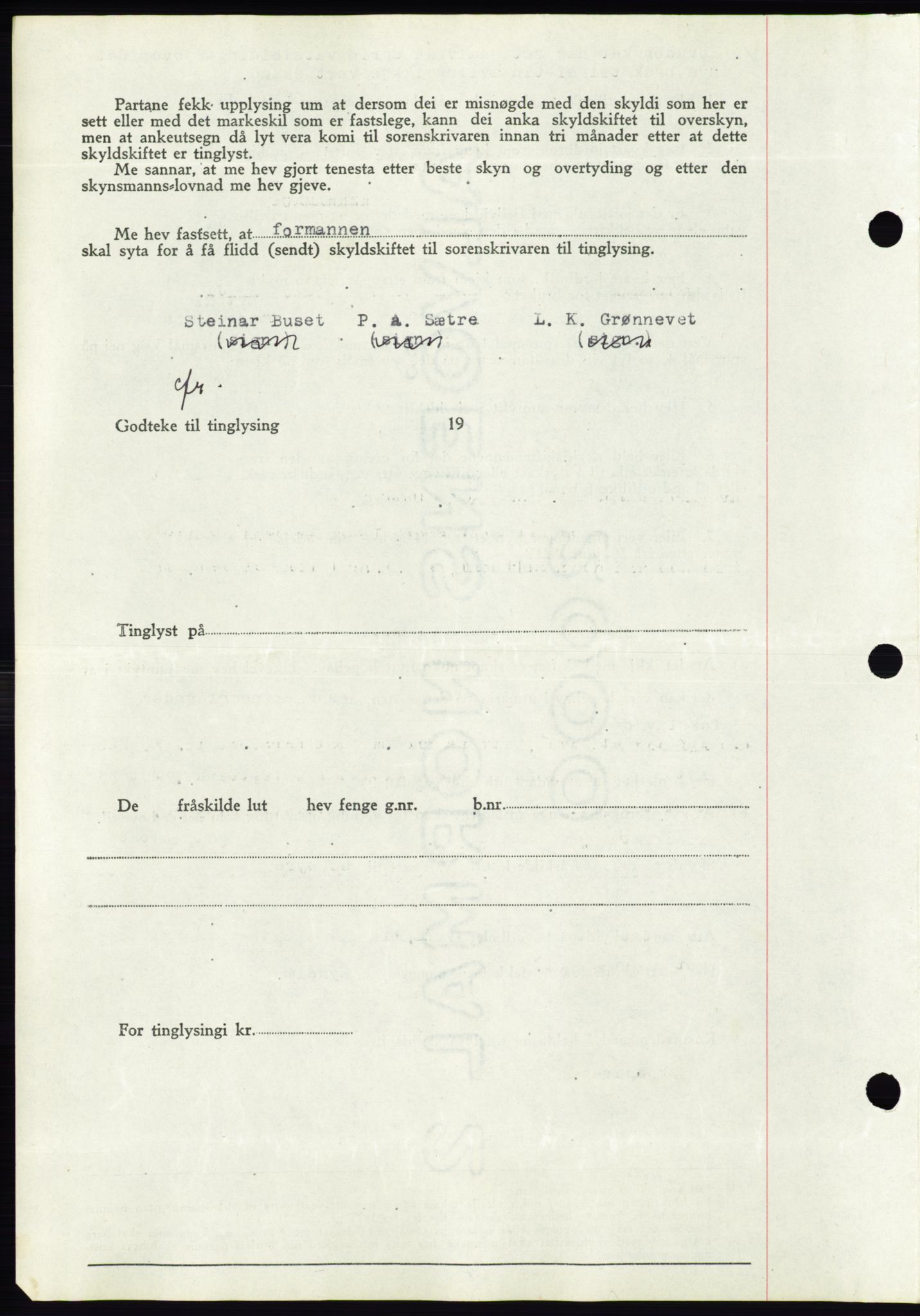 Søre Sunnmøre sorenskriveri, AV/SAT-A-4122/1/2/2C/L0070: Pantebok nr. 64, 1940-1941, Dagboknr: 689/1940