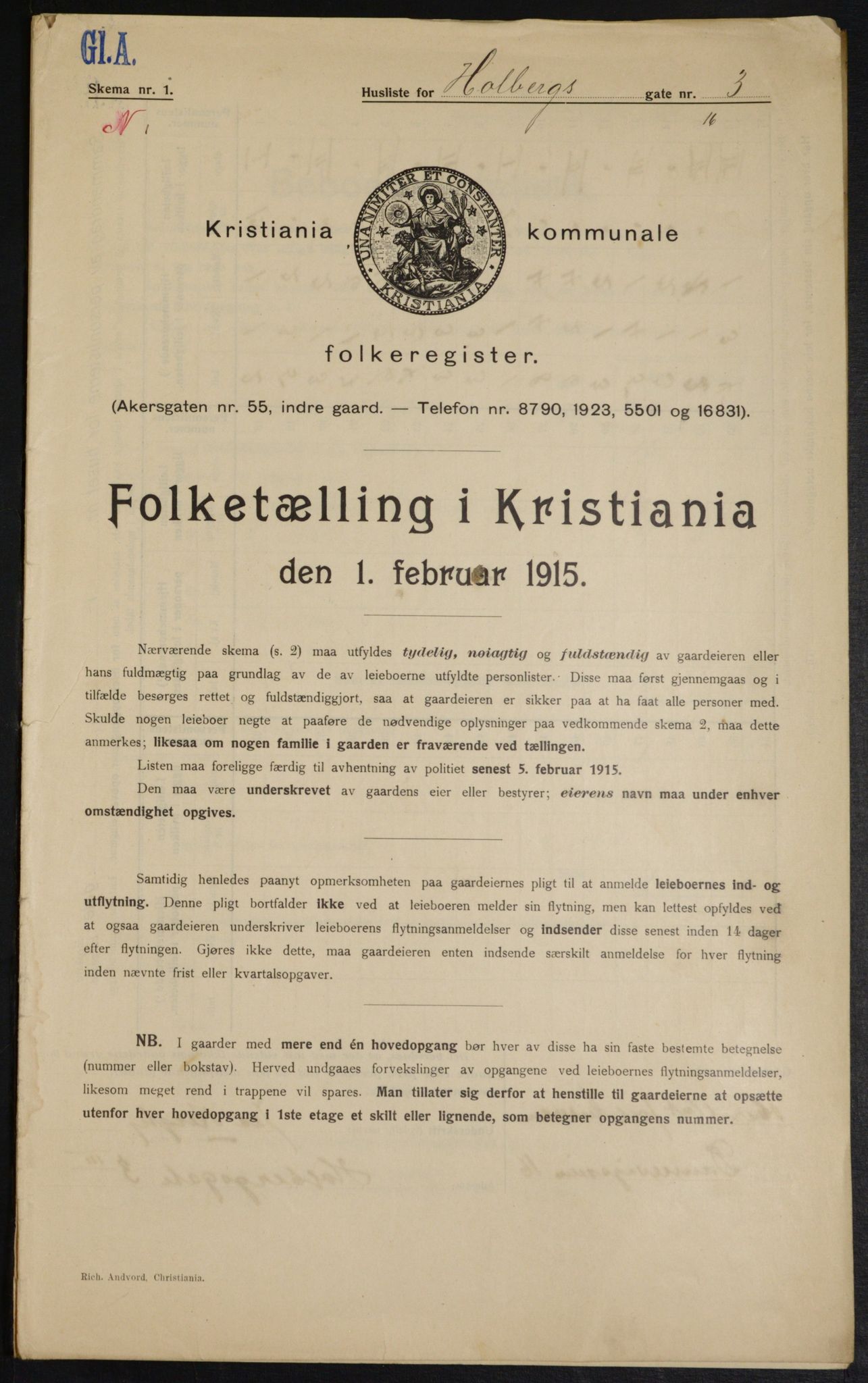 OBA, Kommunal folketelling 1.2.1915 for Kristiania, 1915, s. 39853