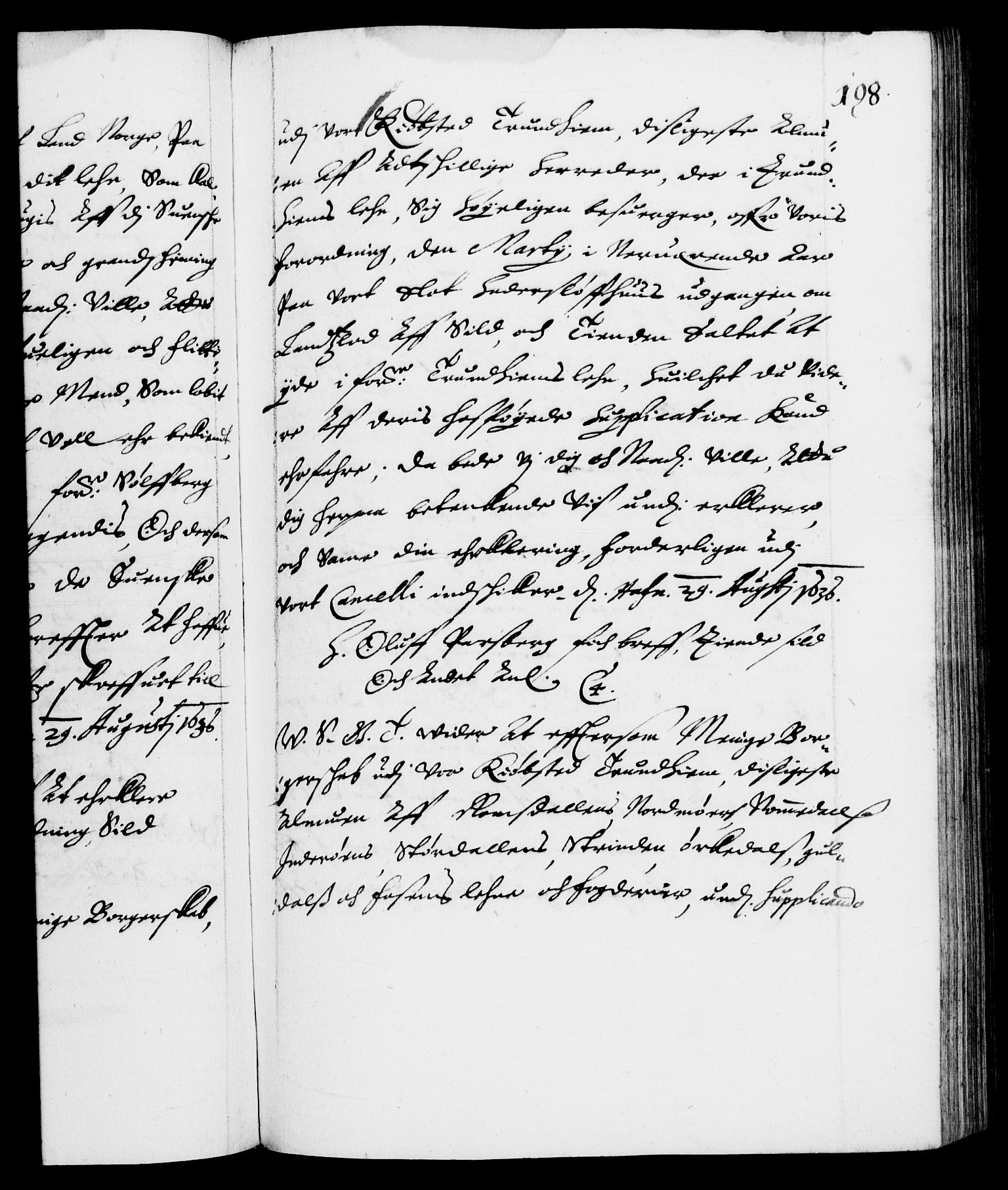 Danske Kanselli 1572-1799, AV/RA-EA-3023/F/Fc/Fca/Fcab/L0006: Norske tegnelser (mikrofilm), 1634-1639, s. 198a