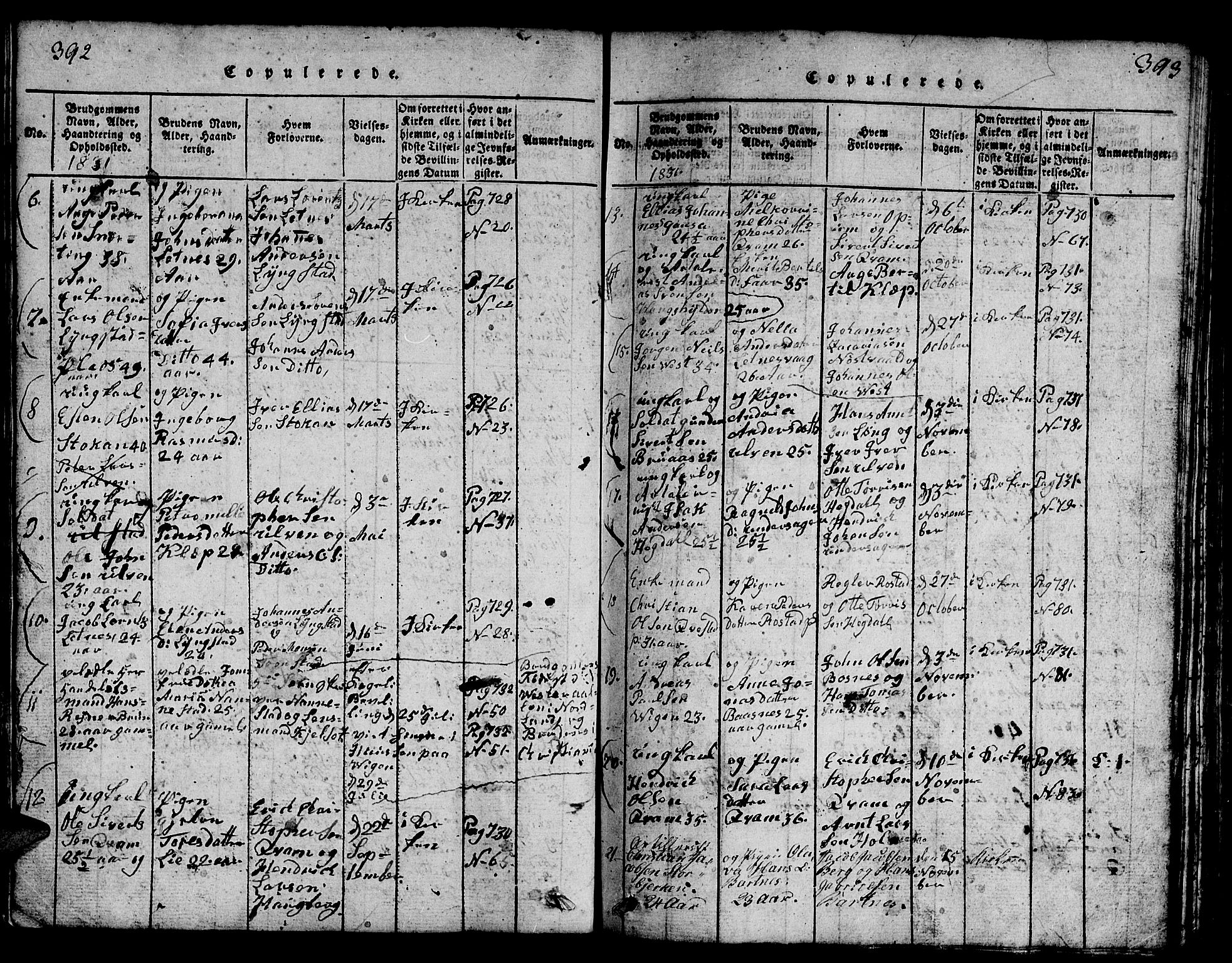 Ministerialprotokoller, klokkerbøker og fødselsregistre - Nord-Trøndelag, SAT/A-1458/730/L0298: Klokkerbok nr. 730C01, 1816-1849, s. 392-393