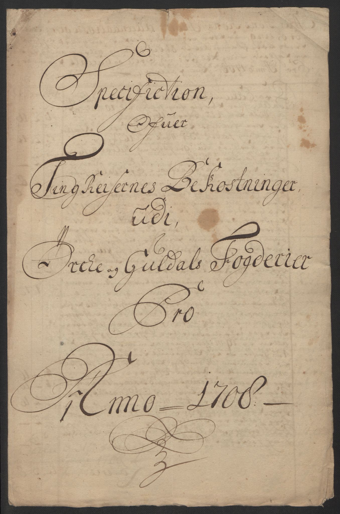 Rentekammeret inntil 1814, Reviderte regnskaper, Fogderegnskap, RA/EA-4092/R60/L3958: Fogderegnskap Orkdal og Gauldal, 1708, s. 419