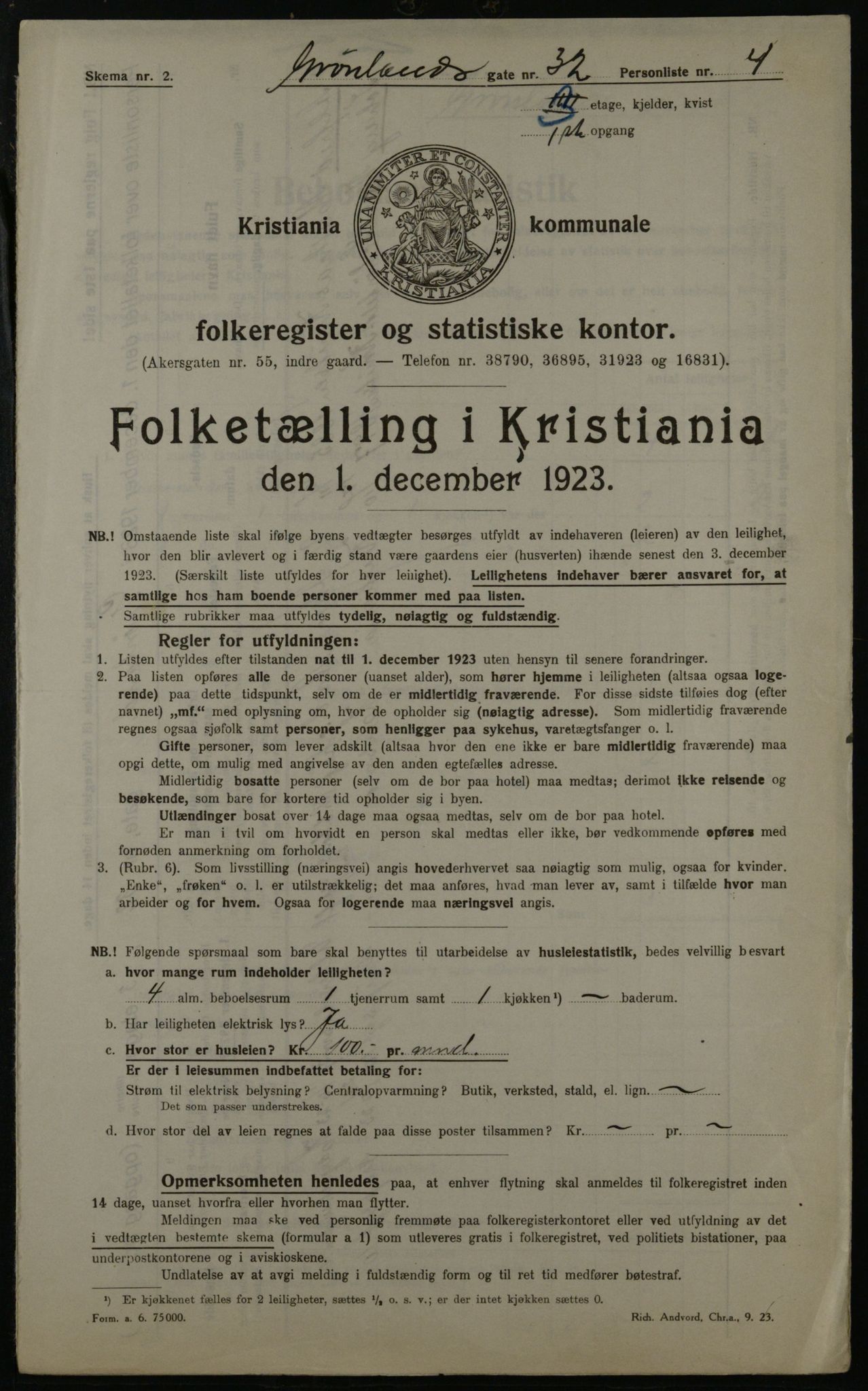 OBA, Kommunal folketelling 1.12.1923 for Kristiania, 1923, s. 35356