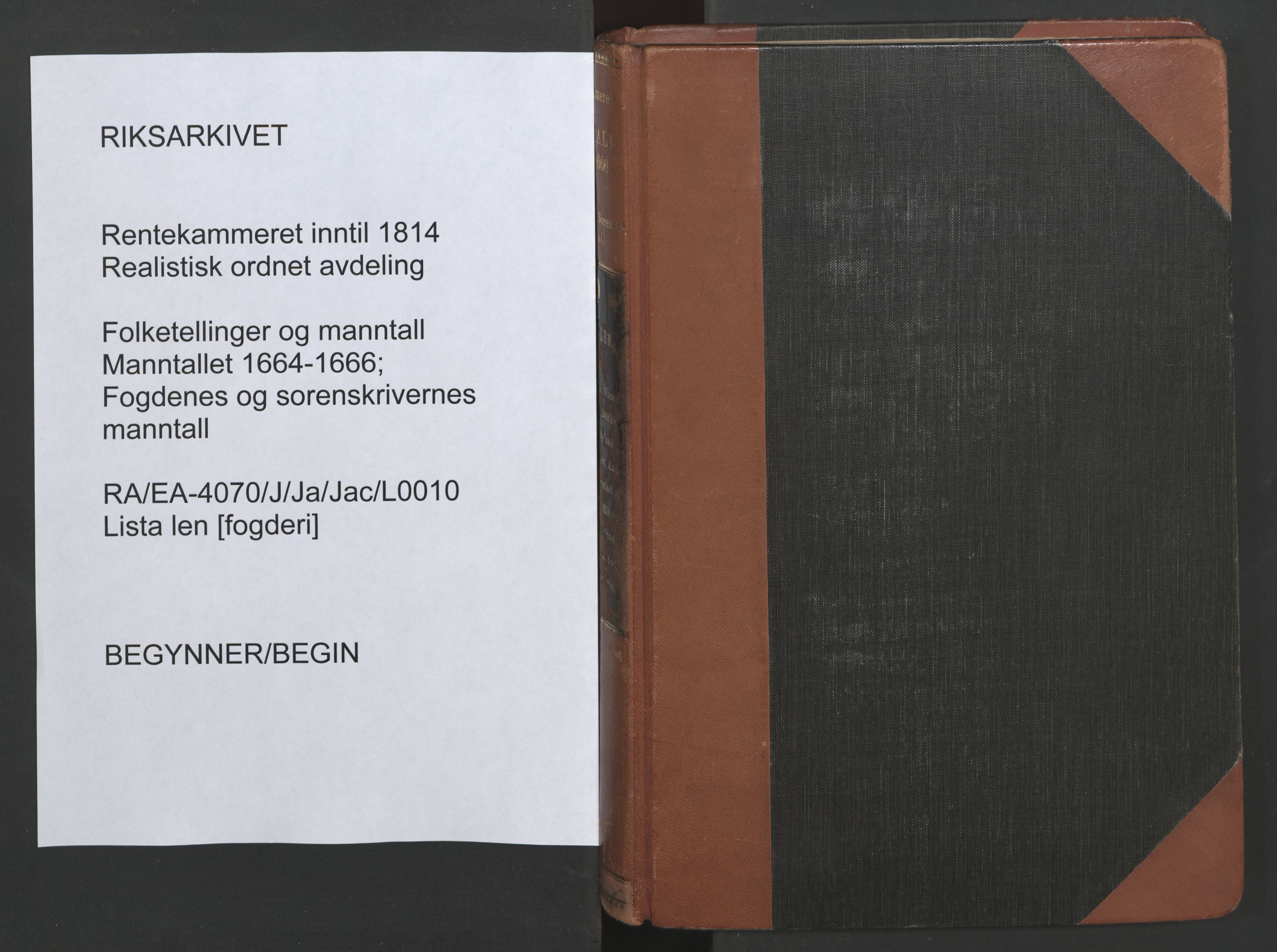 RA, Fogdenes og sorenskrivernes manntall 1664-1666, nr. 10: Lista len, 1664