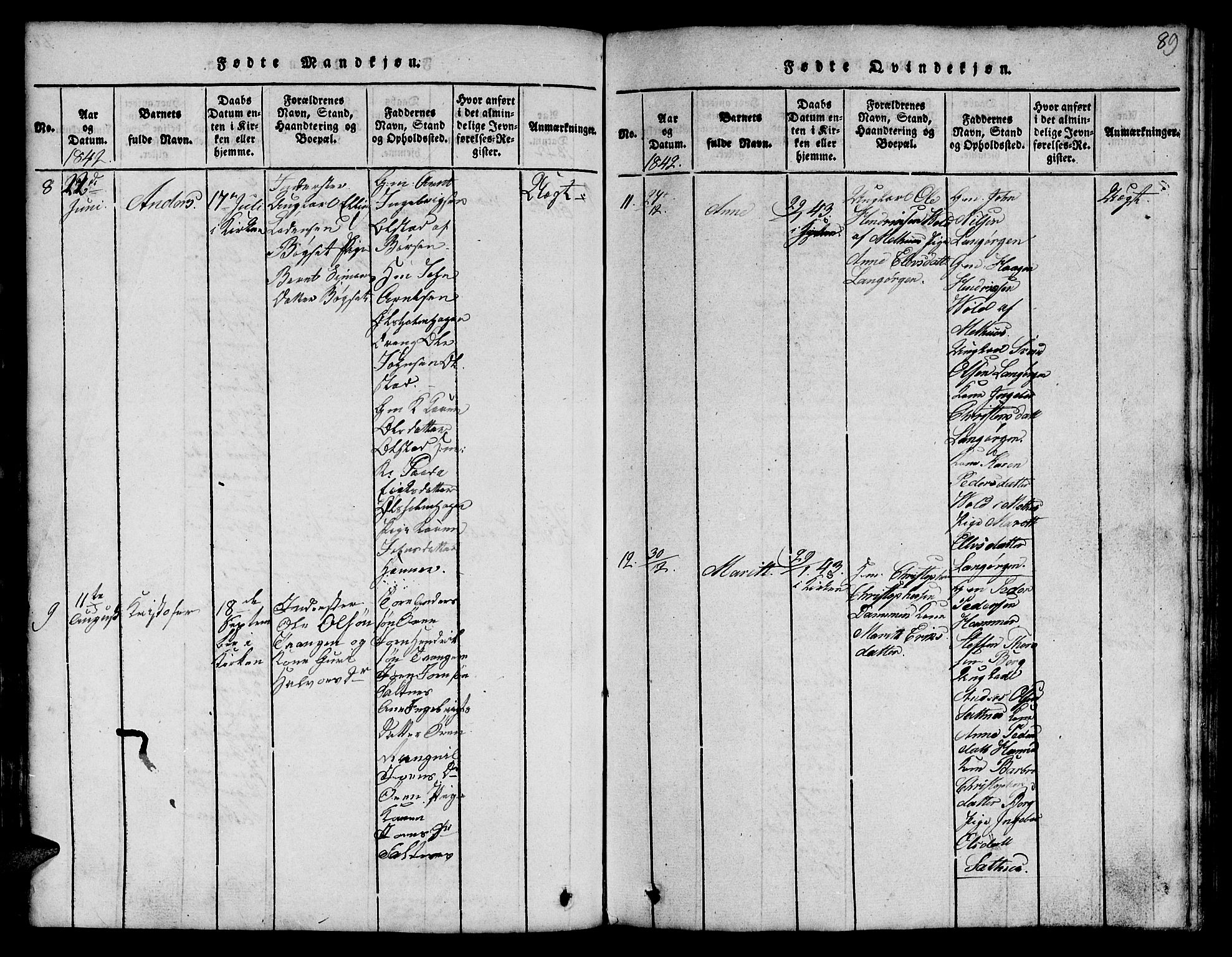 Ministerialprotokoller, klokkerbøker og fødselsregistre - Sør-Trøndelag, AV/SAT-A-1456/666/L0788: Klokkerbok nr. 666C01, 1816-1847, s. 89