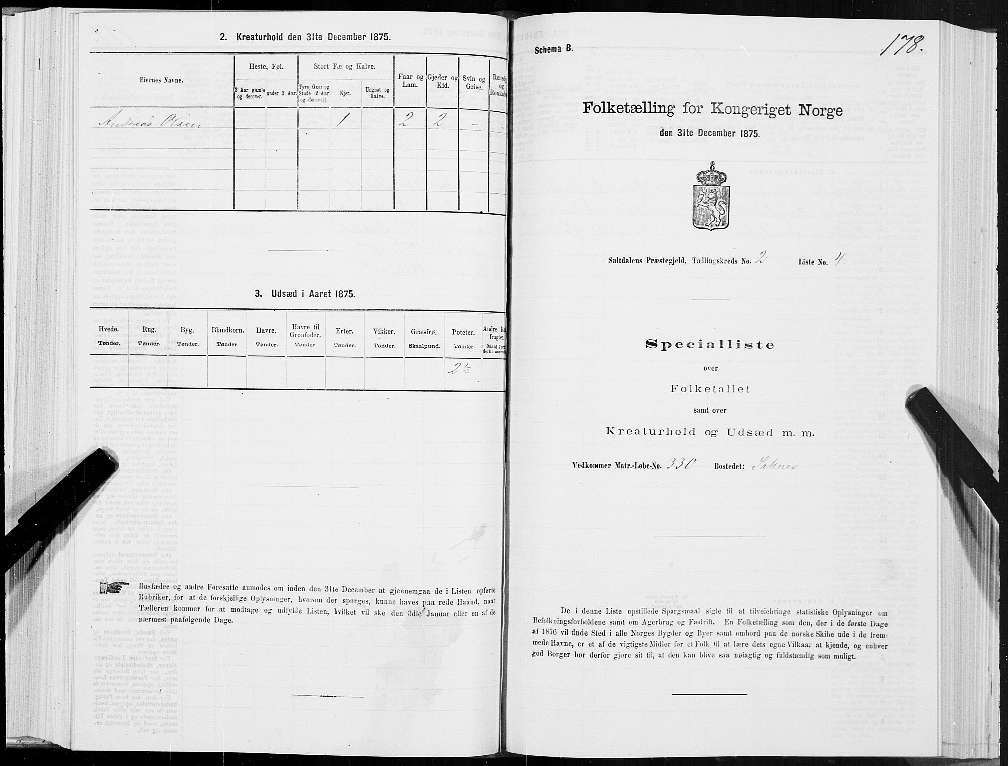 SAT, Folketelling 1875 for 1840P Saltdal prestegjeld, 1875, s. 1178