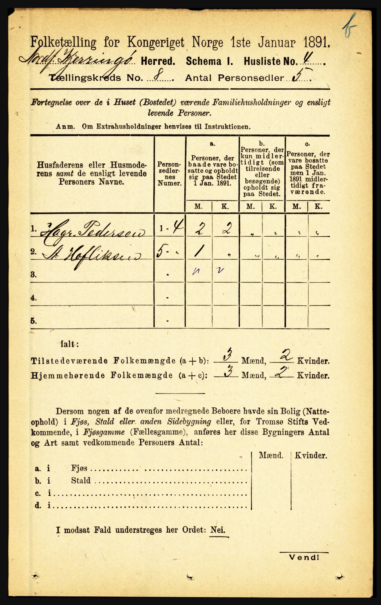 RA, Folketelling 1891 for 1846 Nordfold-Kjerringøy herred, 1891, s. 1919