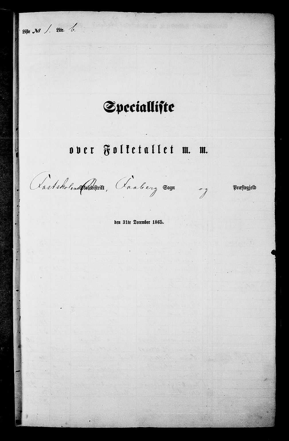 RA, Folketelling 1865 for 0524L Fåberg prestegjeld, Fåberg sokn og Lillehammer landsokn, 1865, s. 26