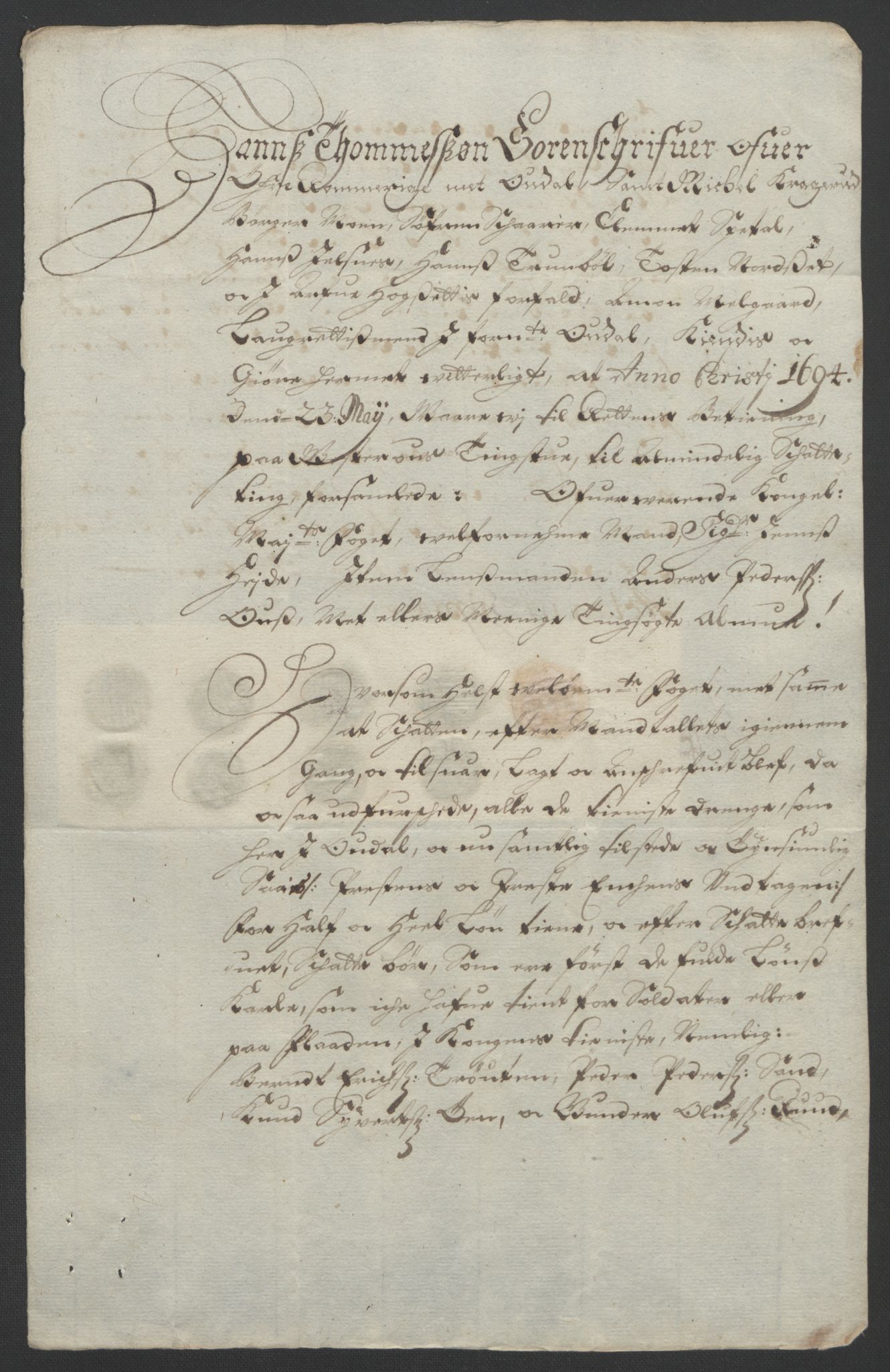 Rentekammeret inntil 1814, Reviderte regnskaper, Fogderegnskap, RA/EA-4092/R13/L0832: Fogderegnskap Solør, Odal og Østerdal, 1694, s. 263