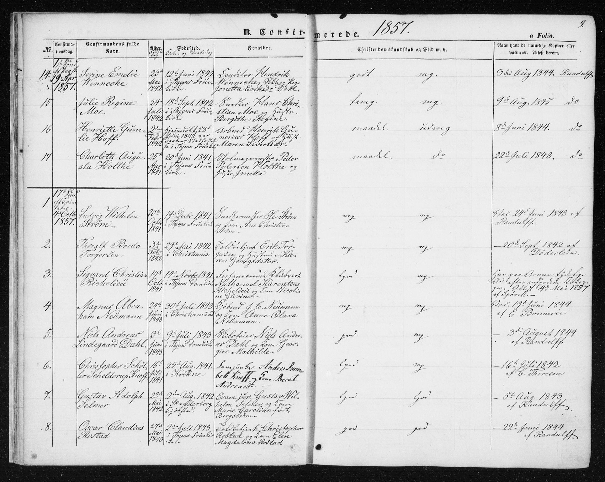 Ministerialprotokoller, klokkerbøker og fødselsregistre - Sør-Trøndelag, AV/SAT-A-1456/602/L0114: Ministerialbok nr. 602A12, 1856-1872, s. 9