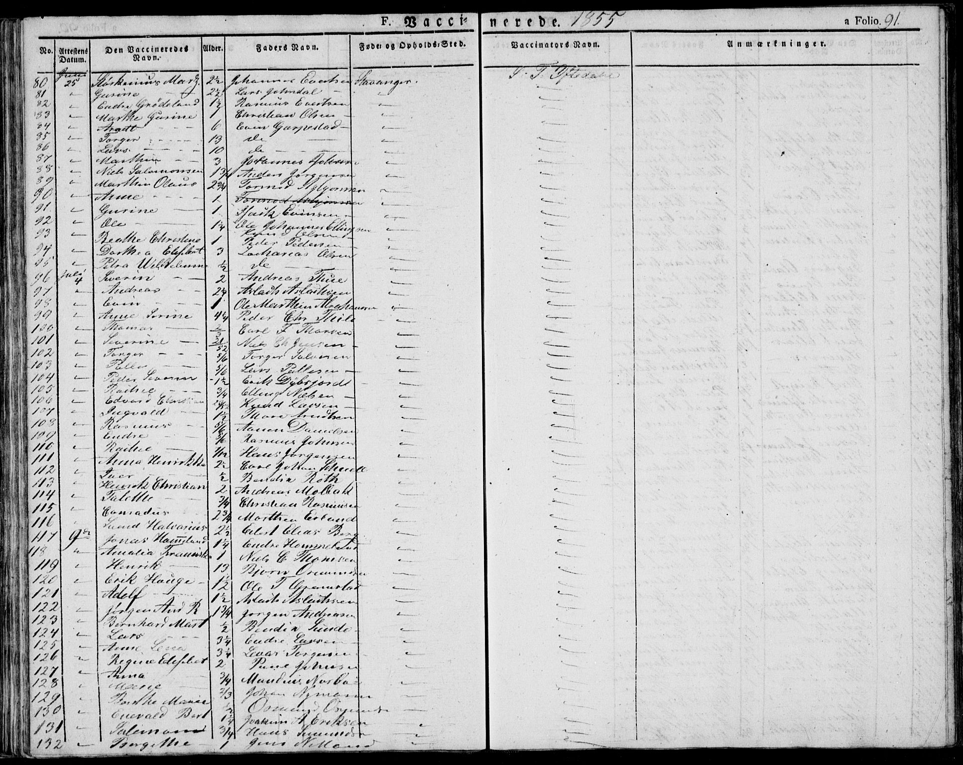 Domkirken sokneprestkontor, AV/SAST-A-101812/001/30/30BA/L0010: Ministerialbok nr. A 10, 1821-1859, s. 91