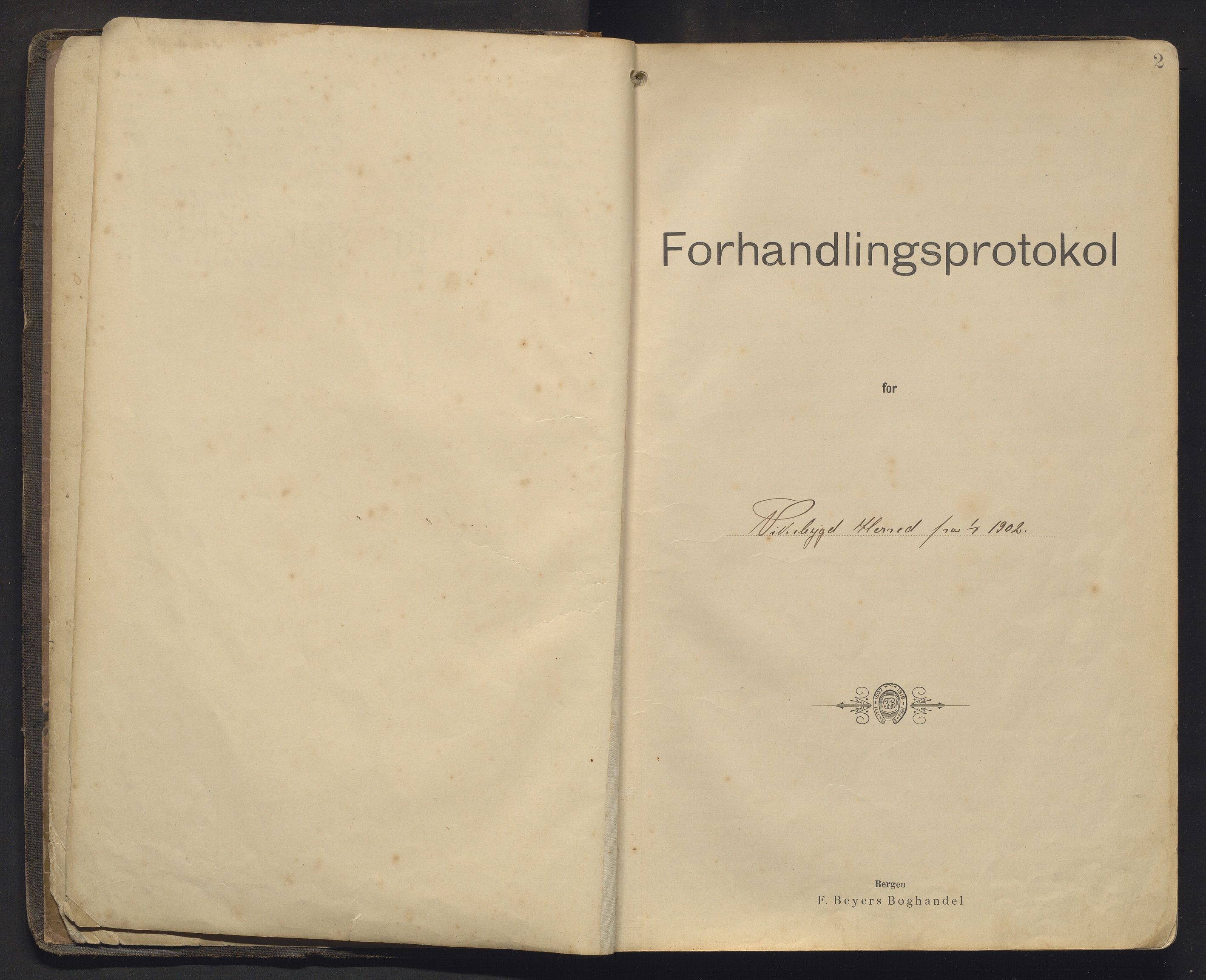 Vikebygd kommune. Formannskapet, IKAH/1215-021/A/Aa/L0001: Møtebok for formannskap og heradsstyre, 1902-1919, s. 2