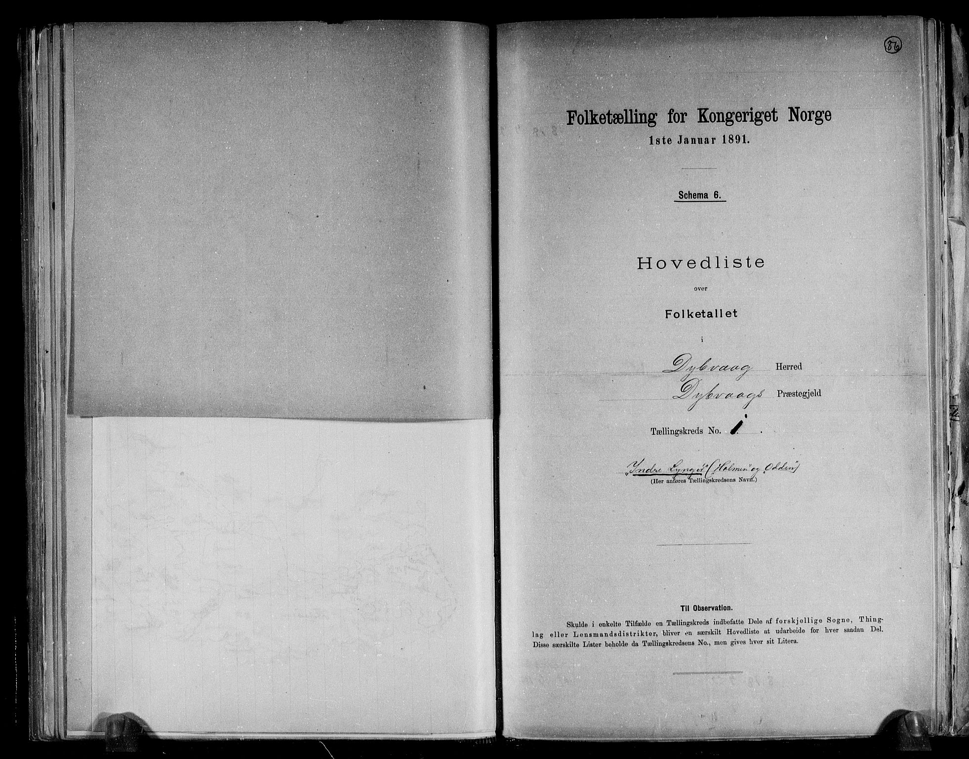 RA, Folketelling 1891 for 0915 Dypvåg herred, 1891, s. 6