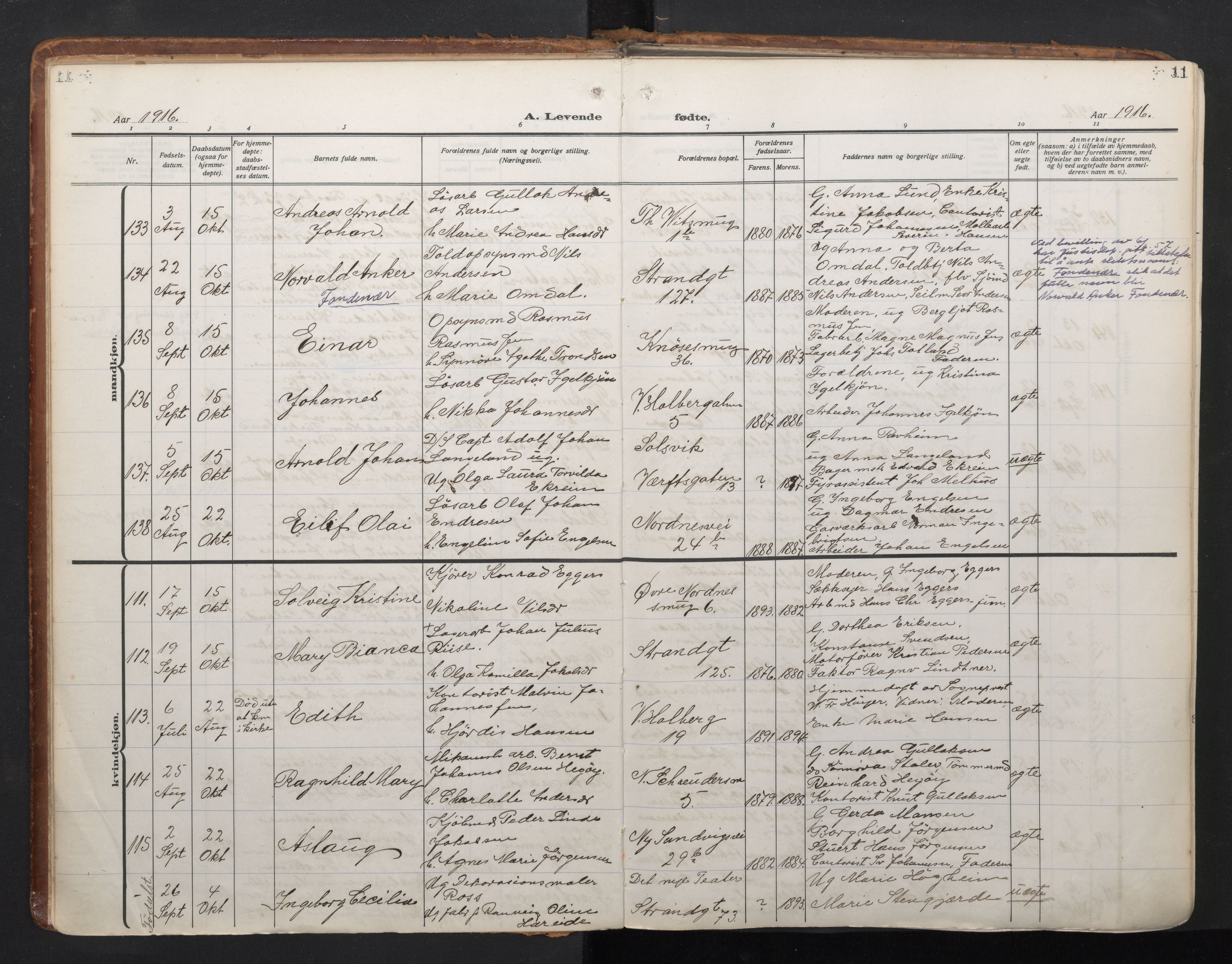 Nykirken Sokneprestembete, AV/SAB-A-77101/H/Haa/L0020: Ministerialbok nr. B 8, 1916-1933, s. 10b-11a