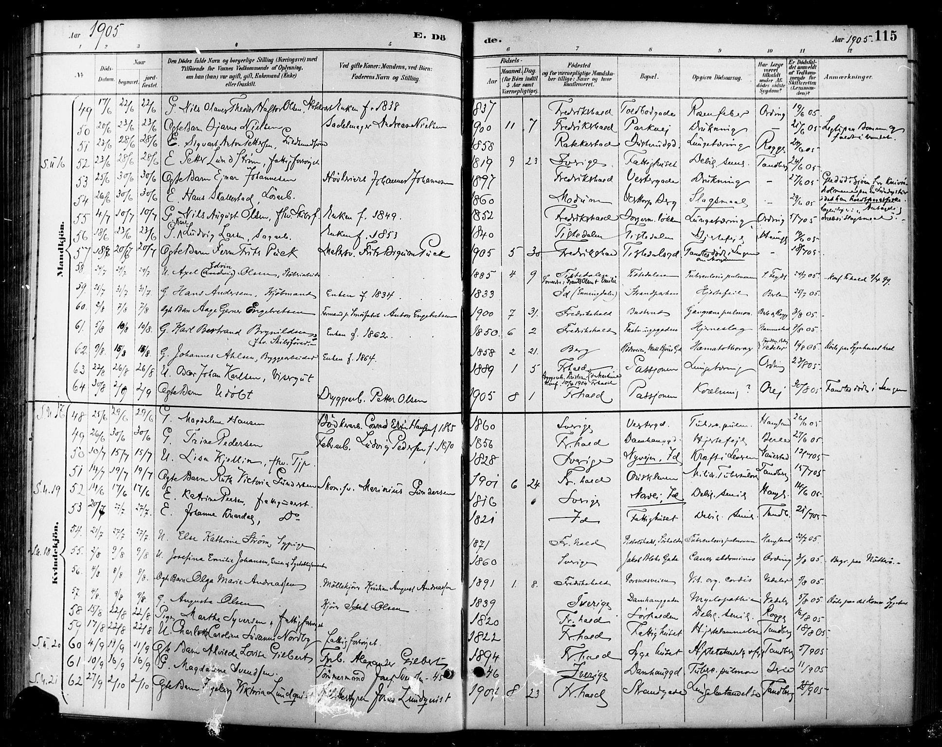 Halden prestekontor Kirkebøker, AV/SAO-A-10909/F/Fa/L0014: Ministerialbok nr. I 14, 1890-1906, s. 115