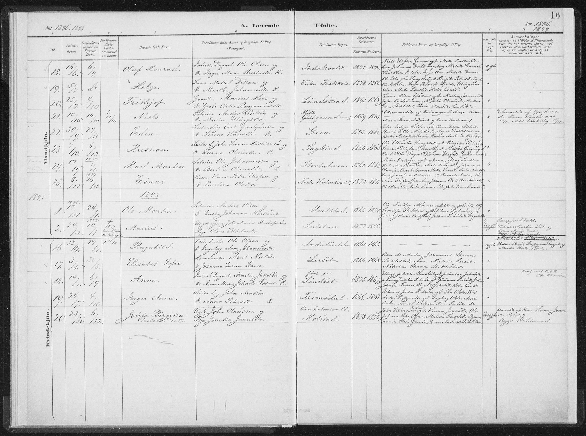 Ministerialprotokoller, klokkerbøker og fødselsregistre - Nord-Trøndelag, SAT/A-1458/724/L0263: Ministerialbok nr. 724A01, 1891-1907, s. 16