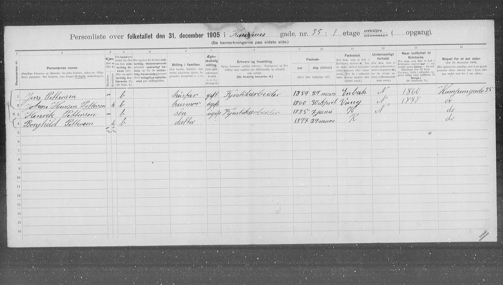 OBA, Kommunal folketelling 31.12.1905 for Kristiania kjøpstad, 1905, s. 25215