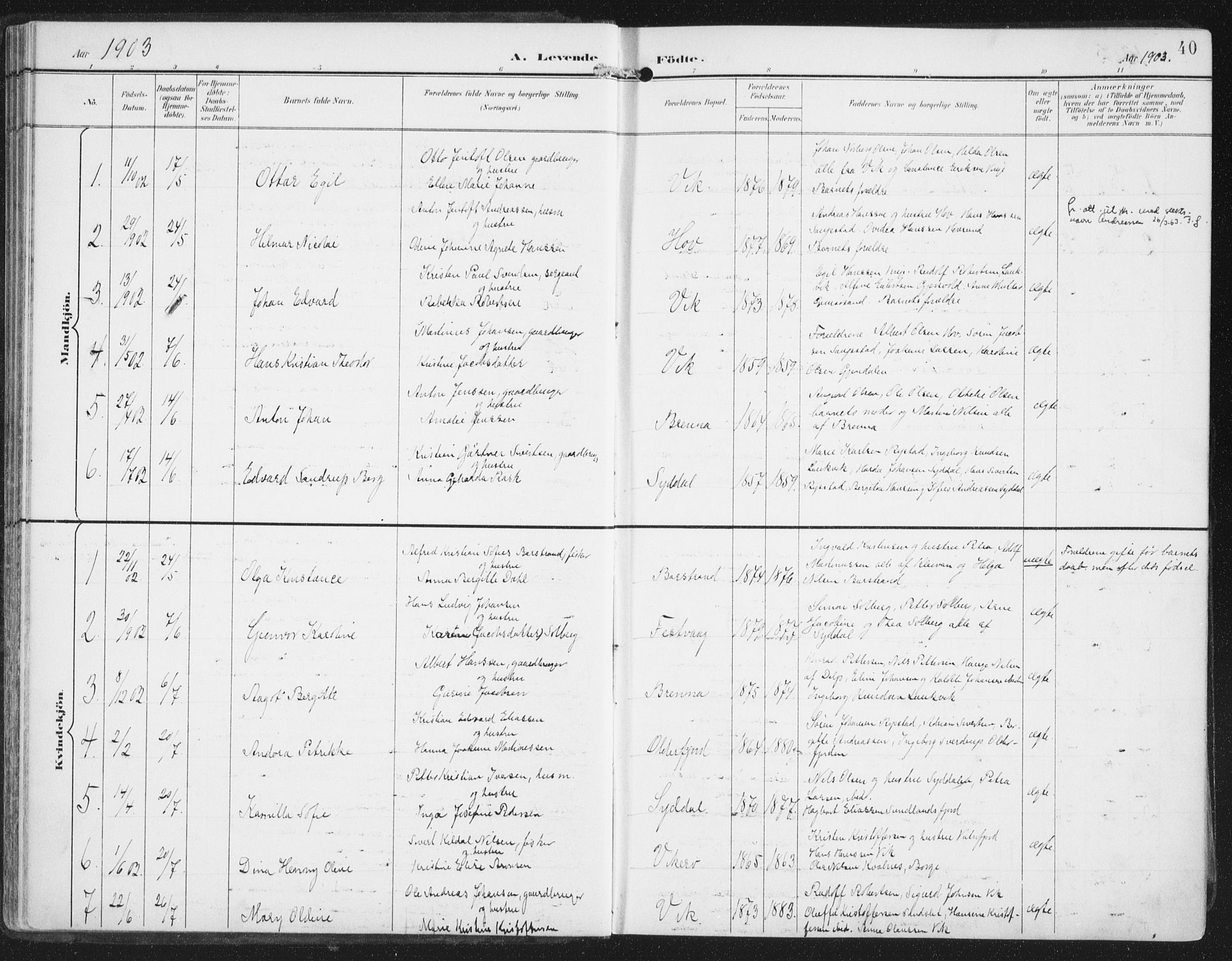 Ministerialprotokoller, klokkerbøker og fødselsregistre - Nordland, SAT/A-1459/876/L1098: Ministerialbok nr. 876A04, 1896-1915, s. 40