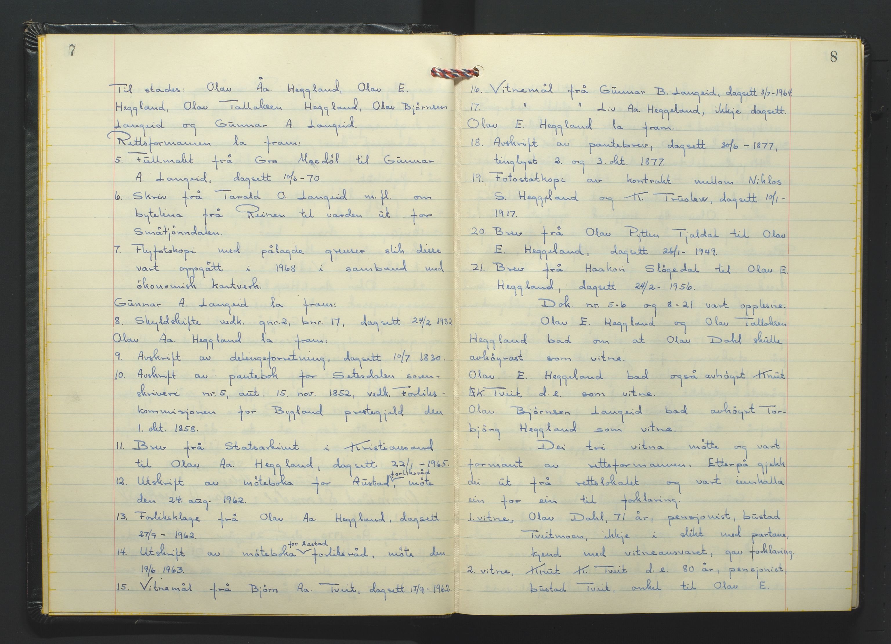 Setesdal jordskifterett, AV/SAK-1541-0008/F/Fa/Faa/L0012: Jordskifteprotokoll med gårdsregister, Setesdal domssokn nr 27 (II), 1970-1971