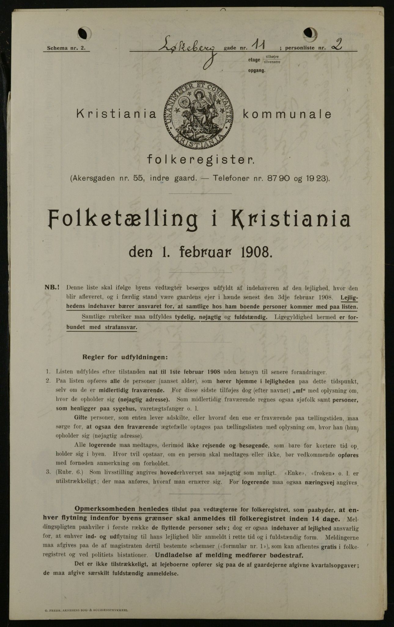 OBA, Kommunal folketelling 1.2.1908 for Kristiania kjøpstad, 1908, s. 52492