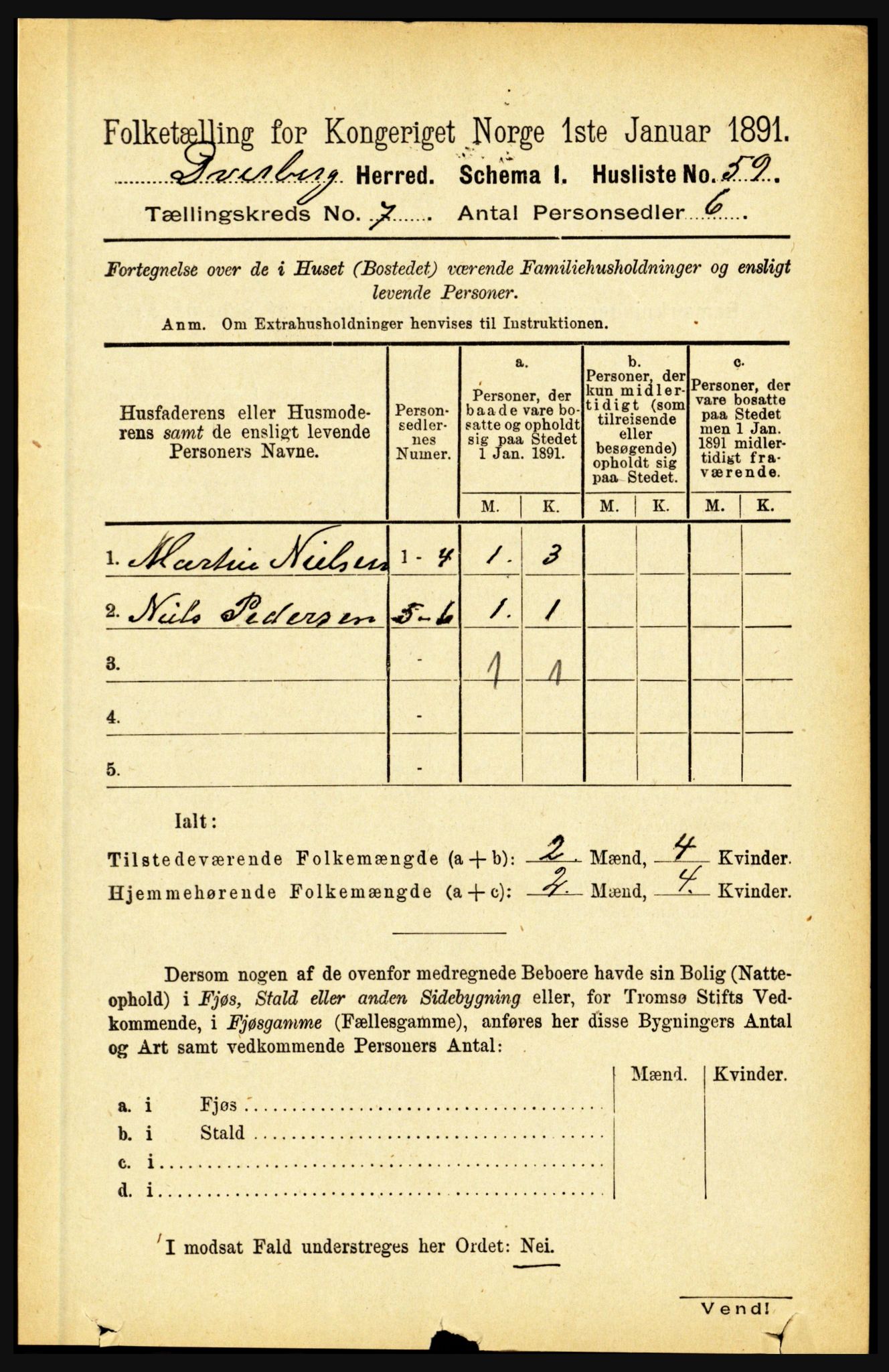 RA, Folketelling 1891 for 1872 Dverberg herred, 1891, s. 2563