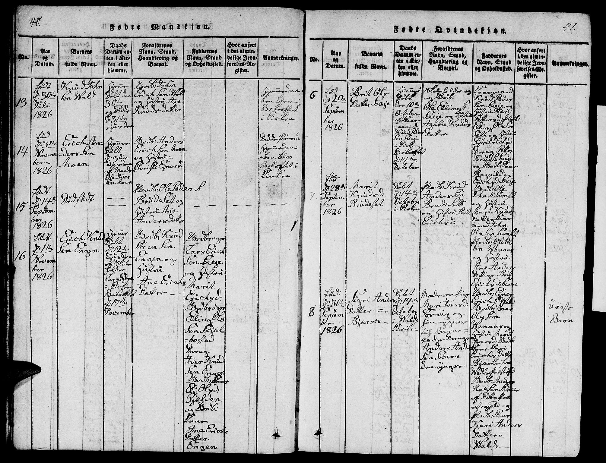 Ministerialprotokoller, klokkerbøker og fødselsregistre - Møre og Romsdal, AV/SAT-A-1454/543/L0563: Klokkerbok nr. 543C01, 1818-1836, s. 40-41