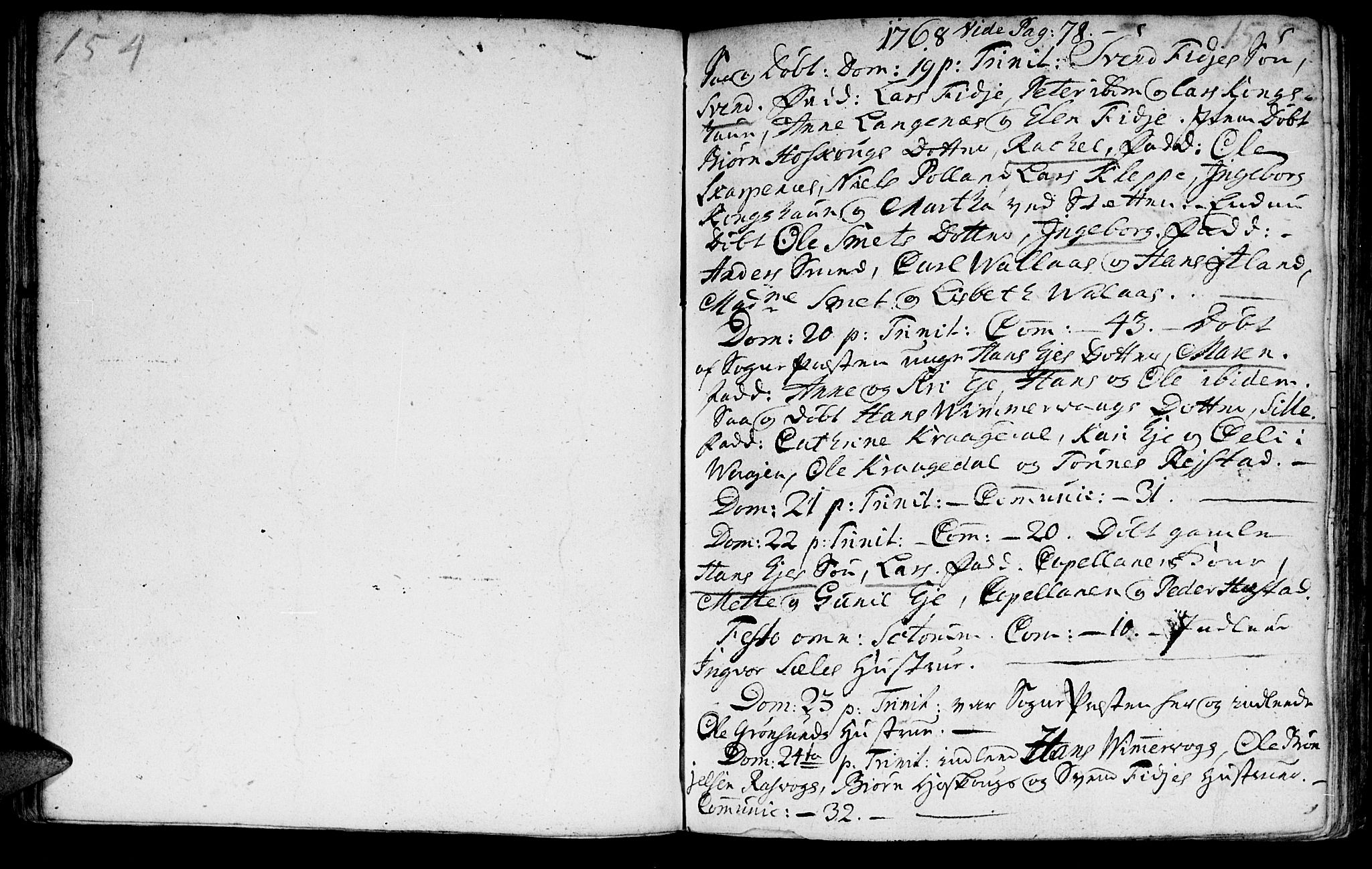 Flekkefjord sokneprestkontor, AV/SAK-1111-0012/F/Fa/Fab/L0001: Ministerialbok nr. A 1, 1750-1780, s. 154-155