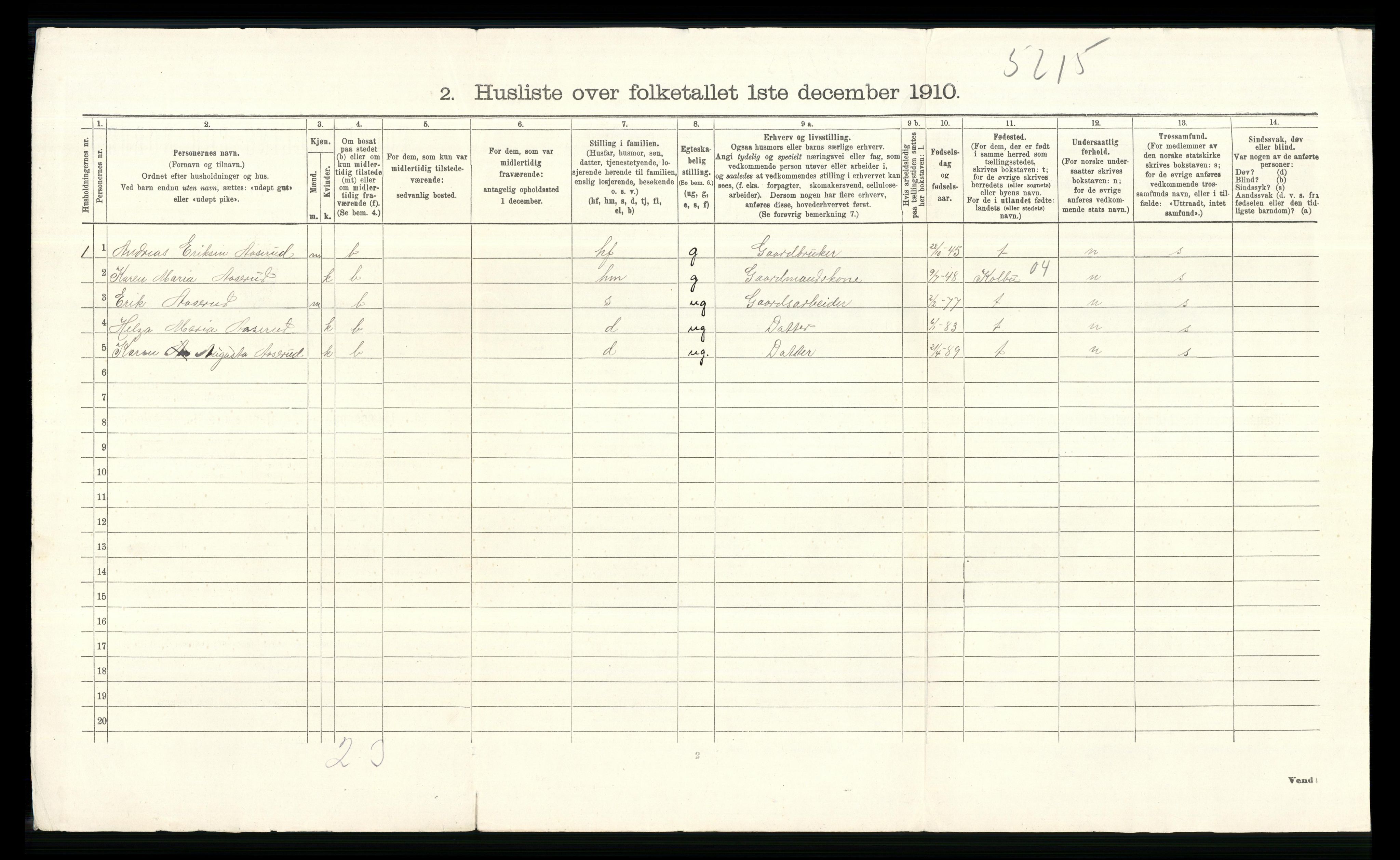 RA, Folketelling 1910 for 0529 Vestre Toten herred, 1910, s. 708