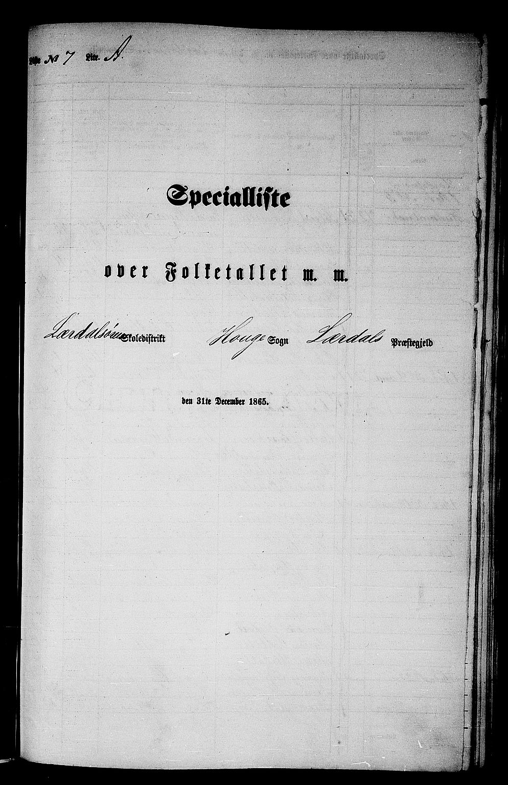 RA, Folketelling 1865 for 1422P Lærdal prestegjeld, 1865, s. 134