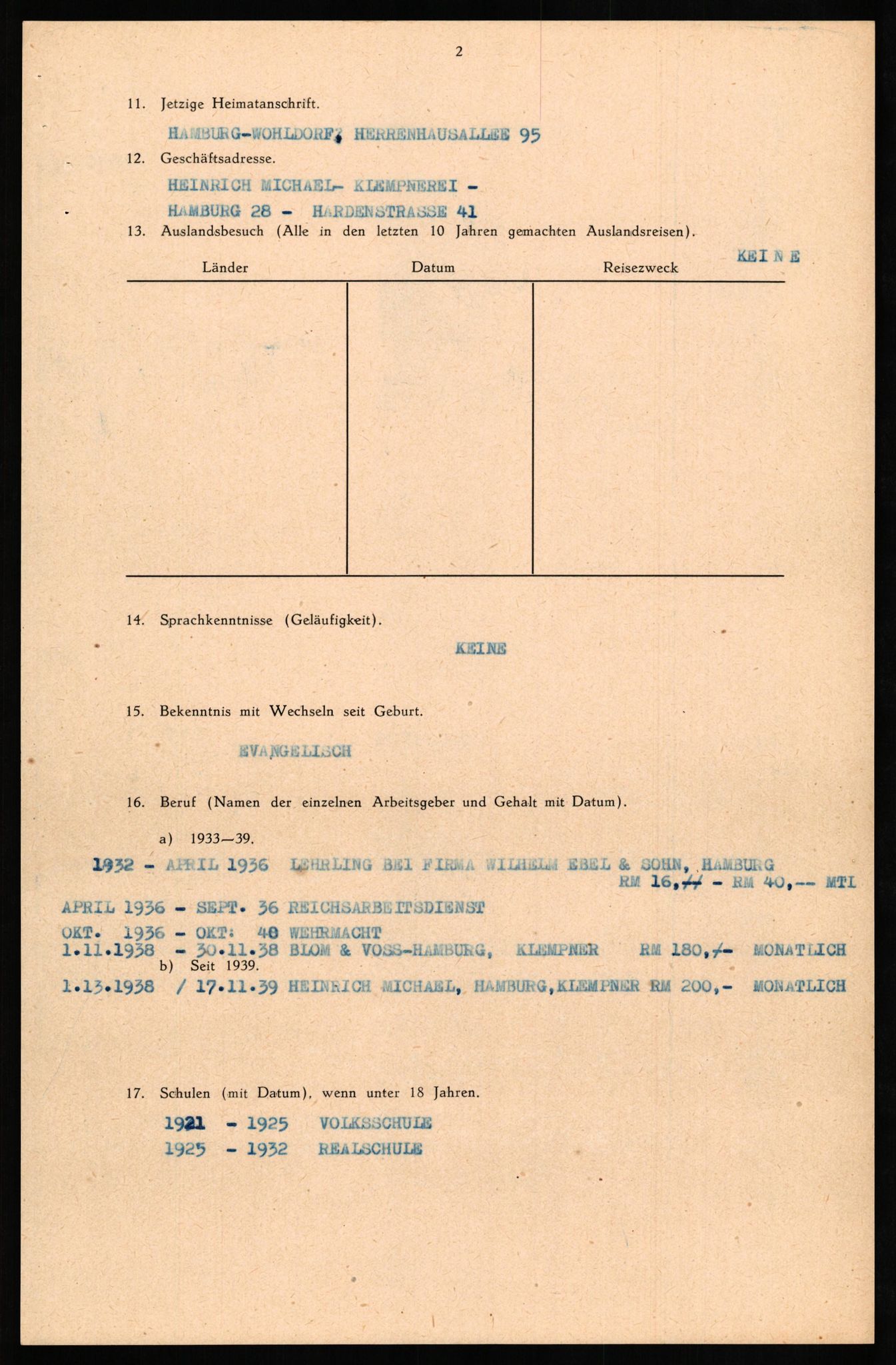 Forsvaret, Forsvarets overkommando II, AV/RA-RAFA-3915/D/Db/L0022: CI Questionaires. Tyske okkupasjonsstyrker i Norge. Tyskere., 1945-1946, s. 140