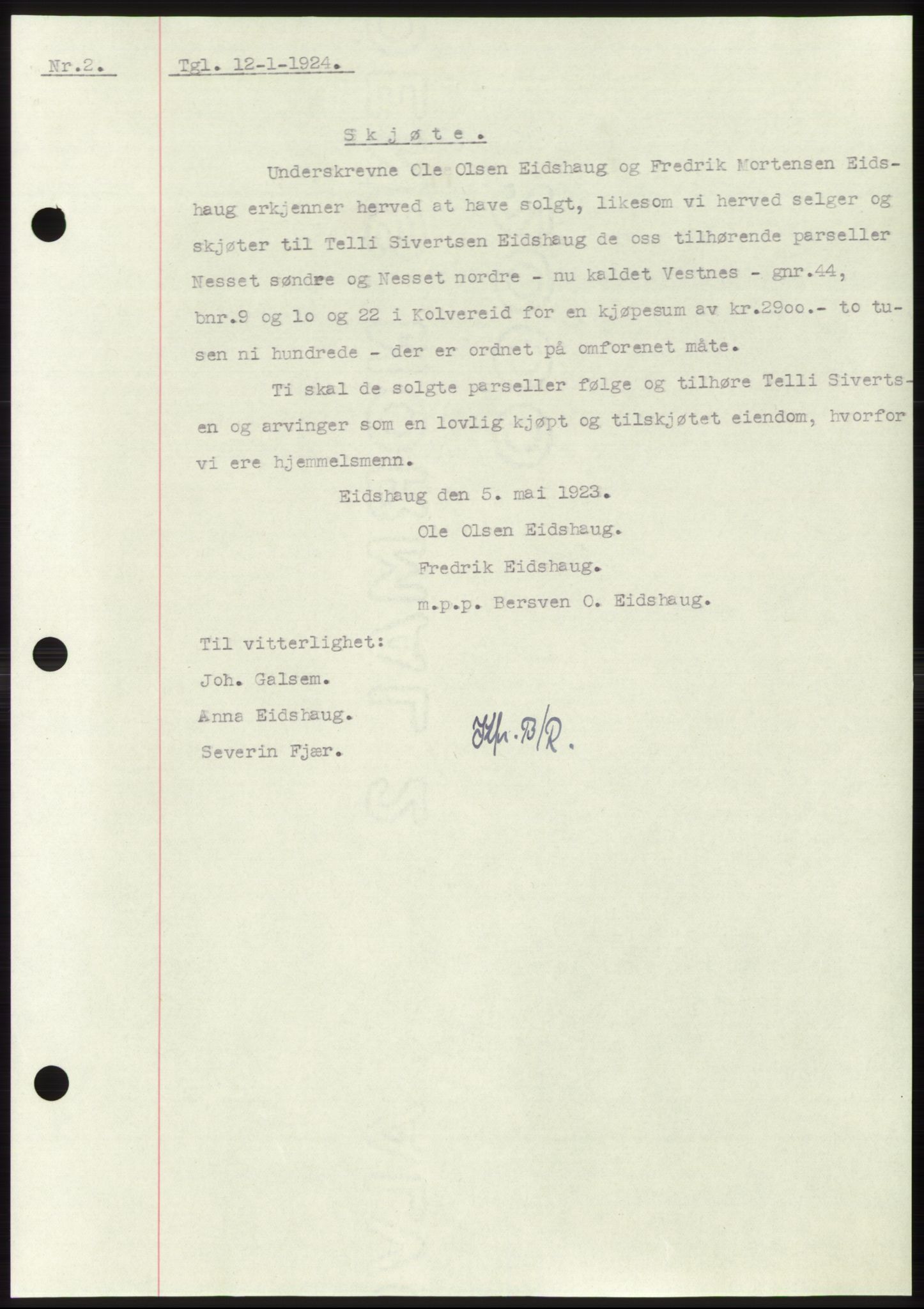Namdal sorenskriveri, SAT/A-4133/1/2/2C: Pantebok nr. -, 1922-1925, Tingl.dato: 12.01.1924